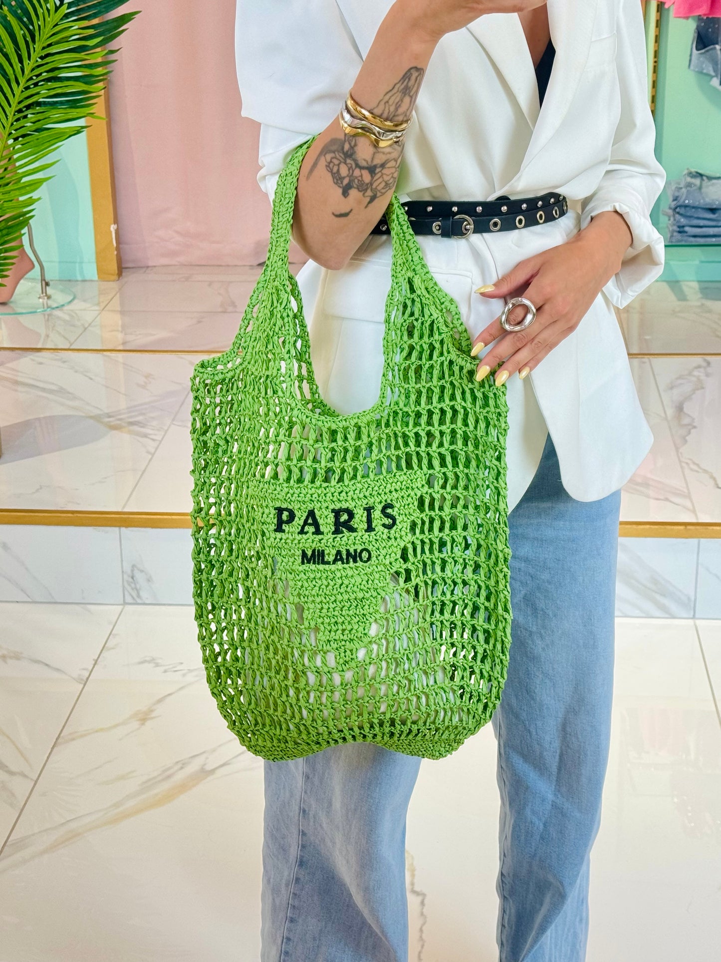 Sac d’été façon jute – Paris Milano vert