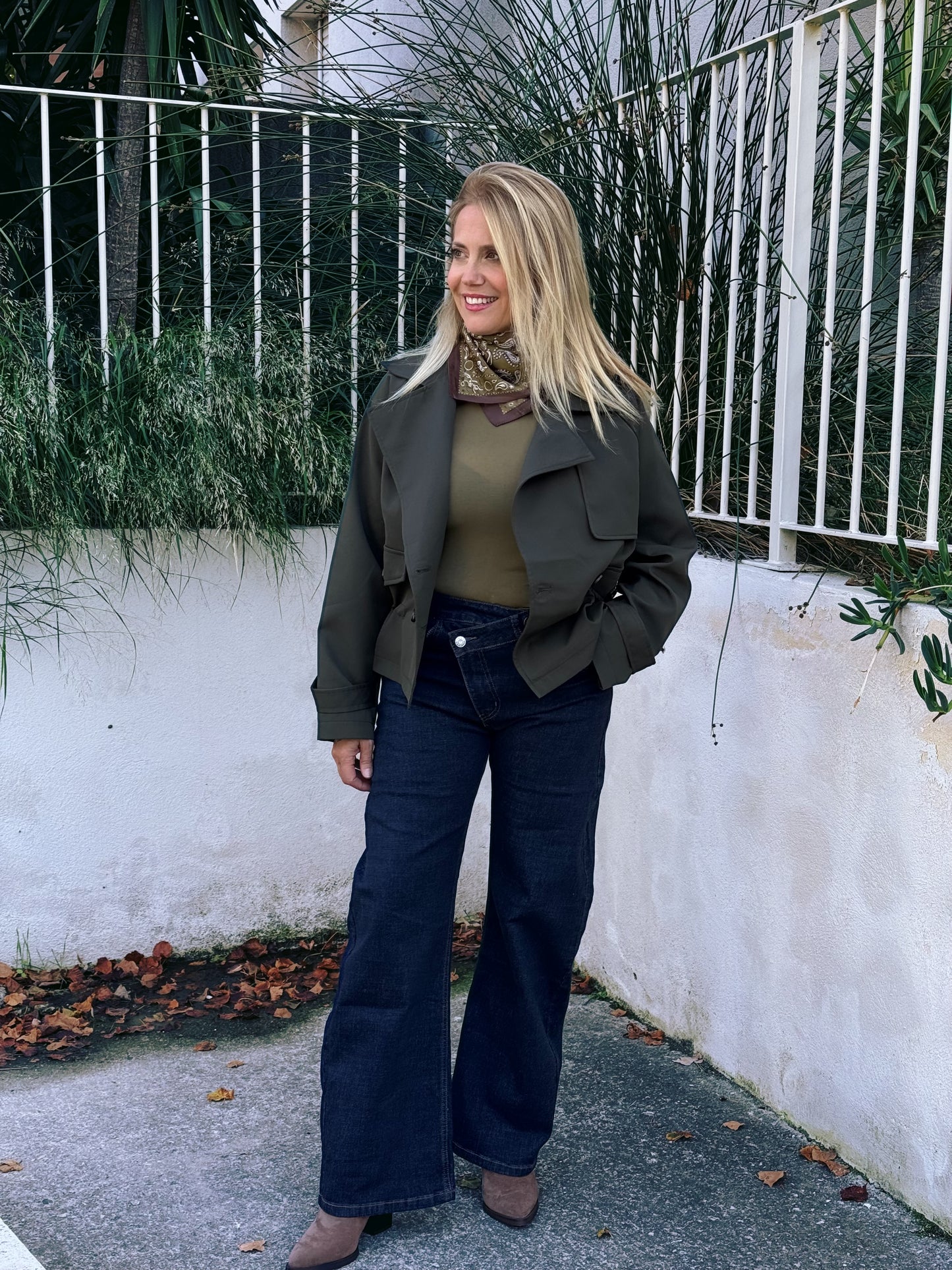 Trench Court Oversize avec Cordon Ajustable kaki