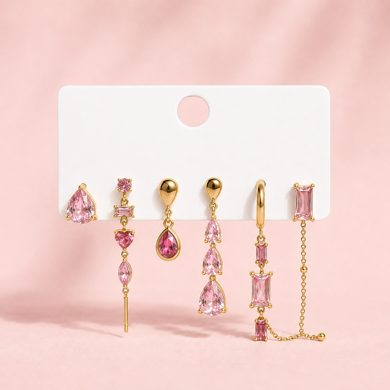 Parure d’oreille cristaux Swan- rose