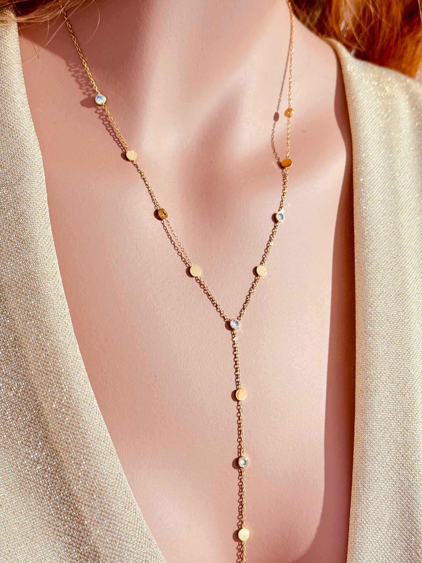 Collier cascade à strass or