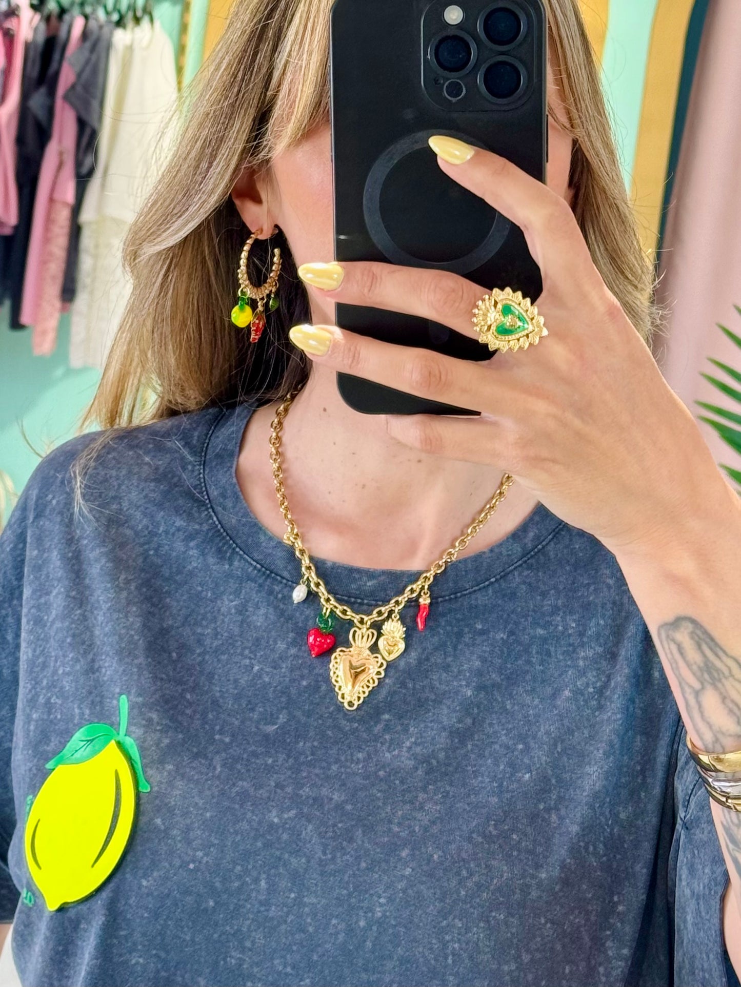 Bague cœur vert