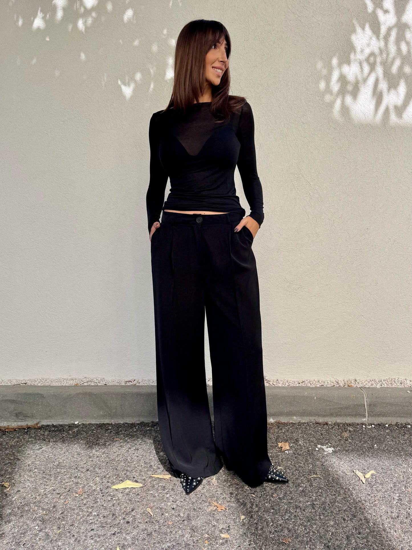 Top moulant en cachemire noir