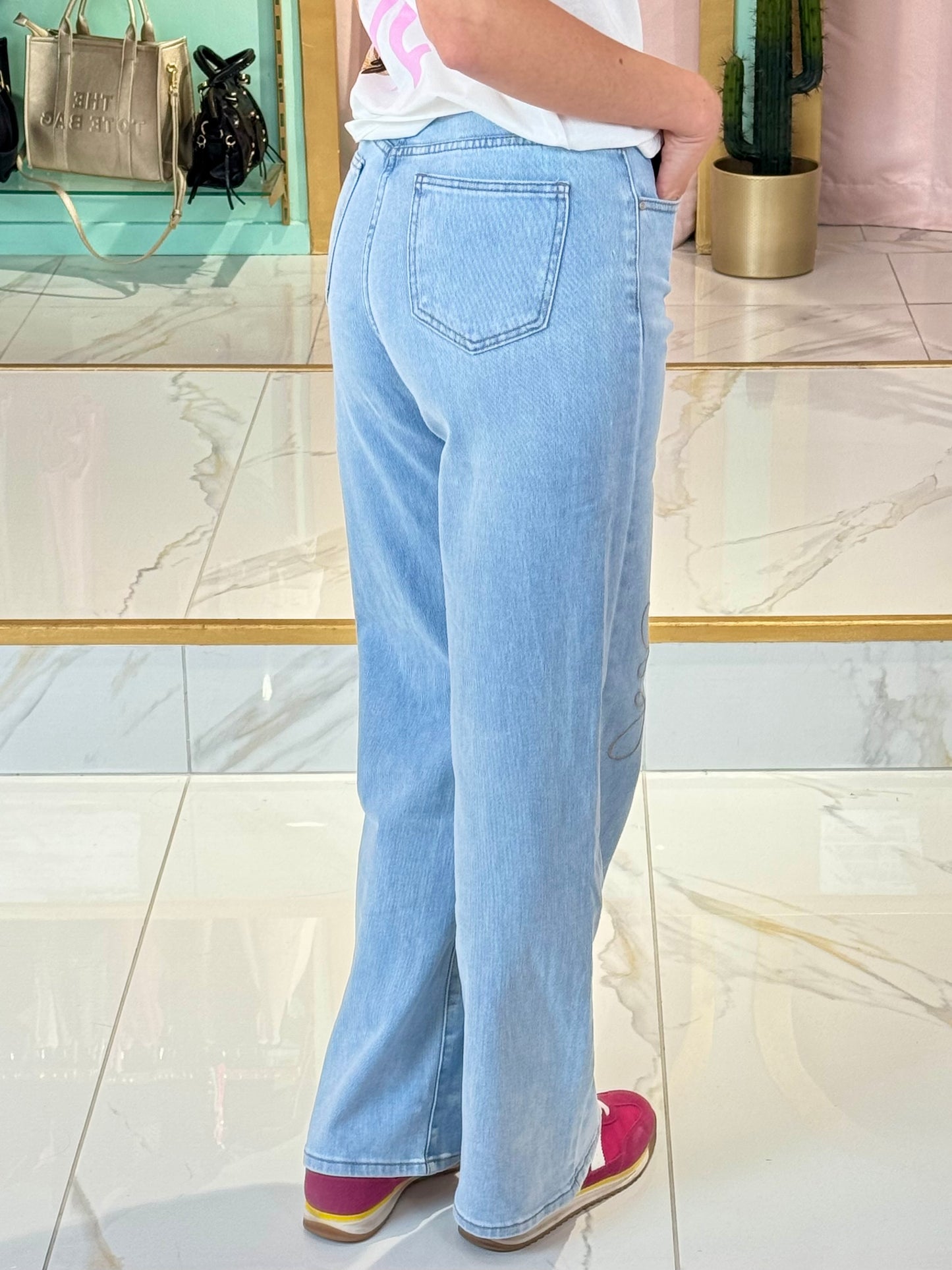Jean brodé wide leg