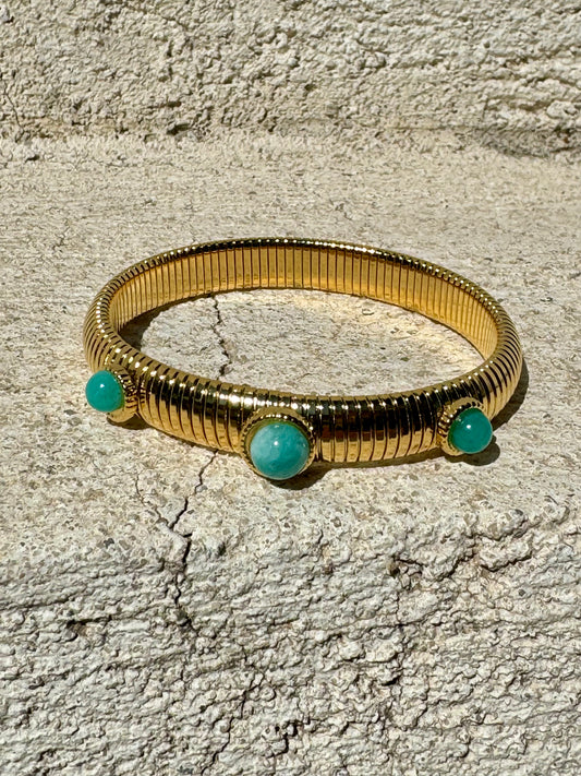 Bracelet jonc pierre turquoise