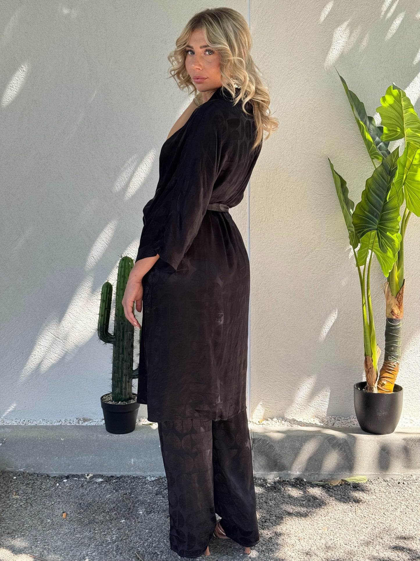 Ensemble kimono satiné noir