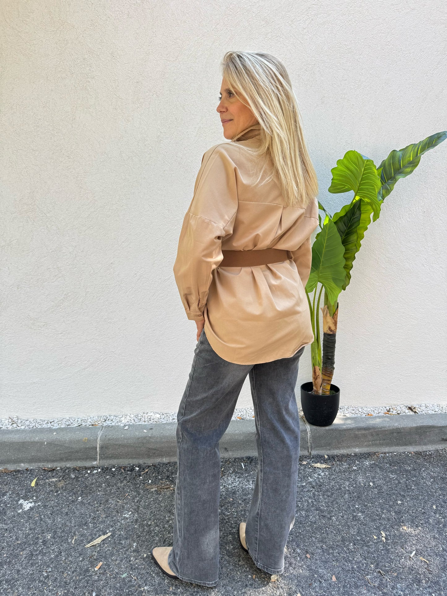 Chemise en coton beige