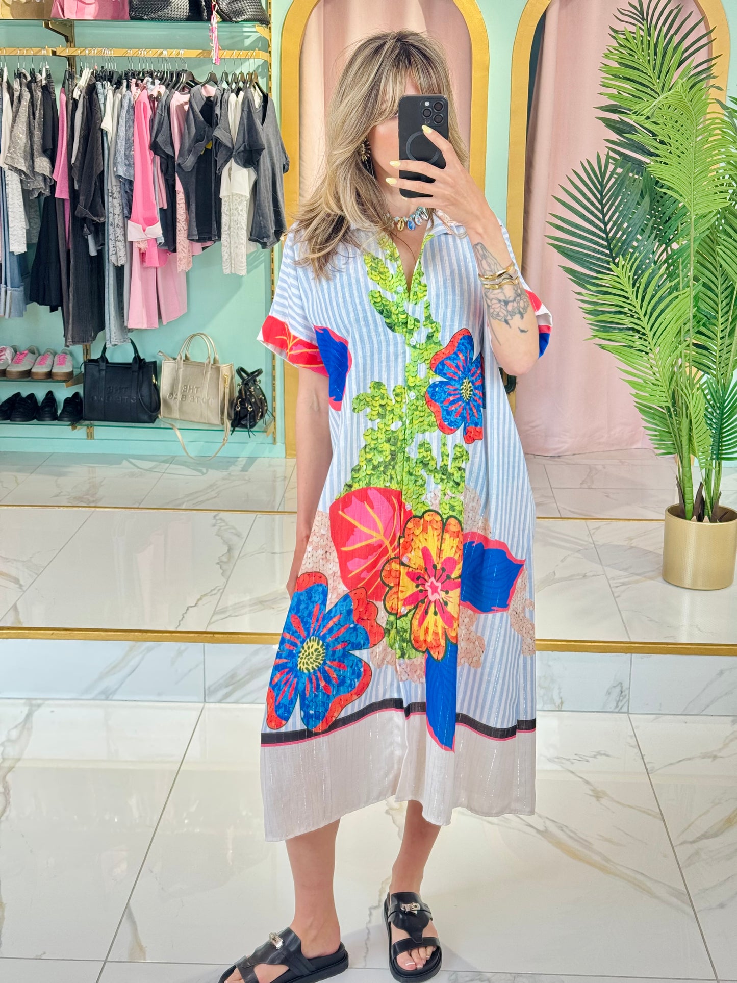 Robe chemise rayée