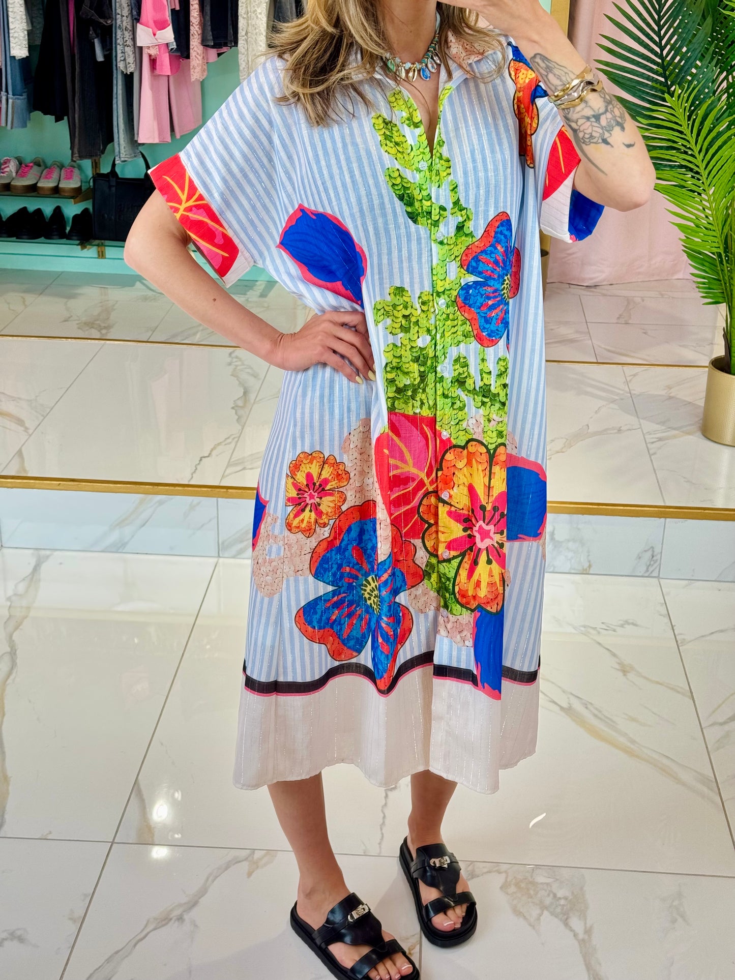 Robe chemise rayée
