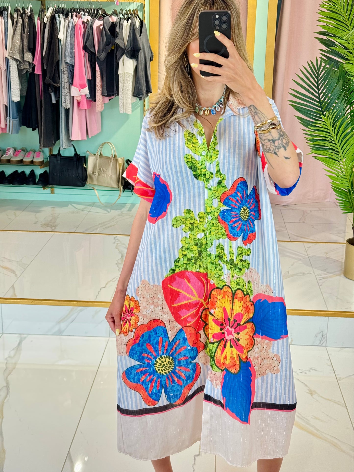 Robe chemise rayée