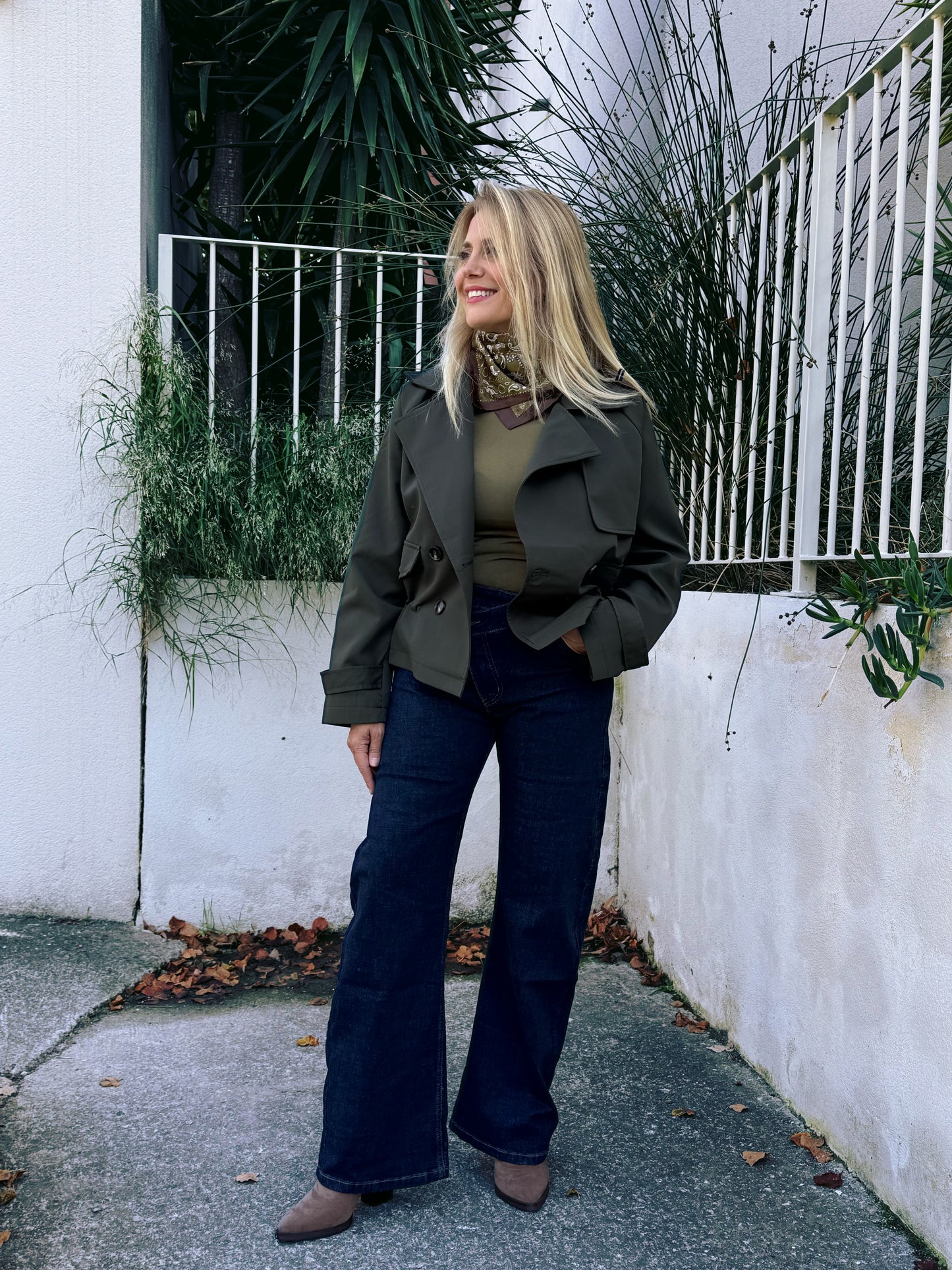 Trench Court Oversize avec Cordon Ajustable kaki