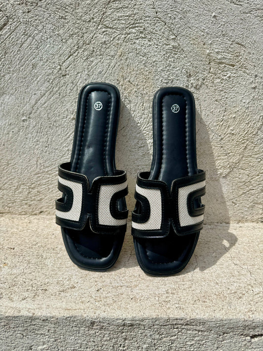 Sandales dupe H noire & blanche