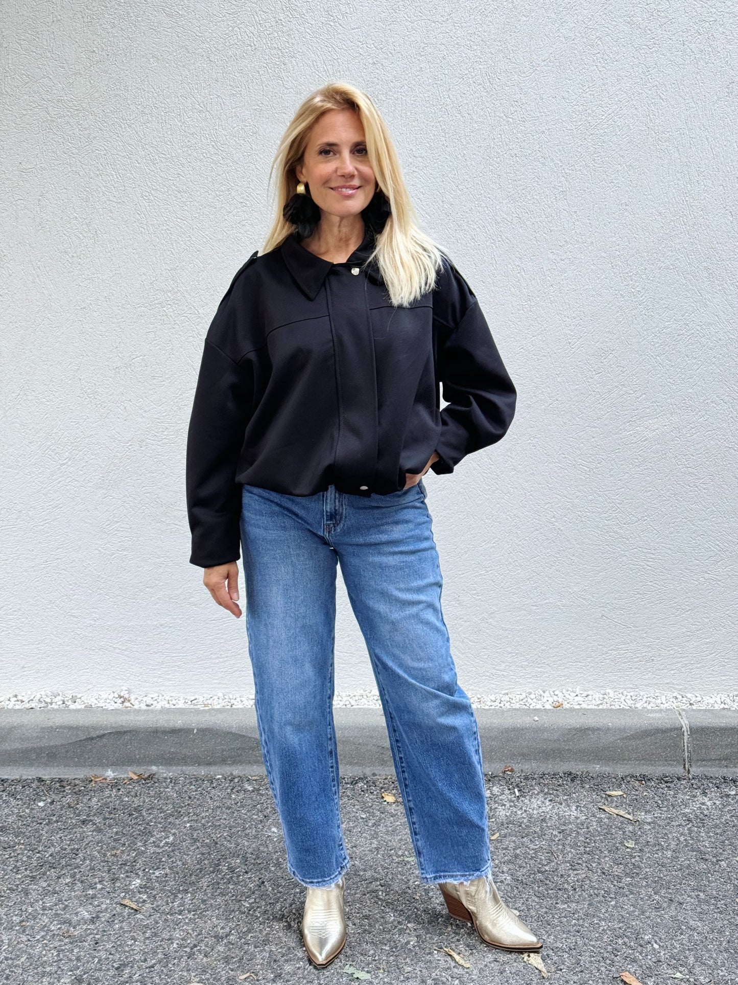 Jean coupe ballon bleu denim