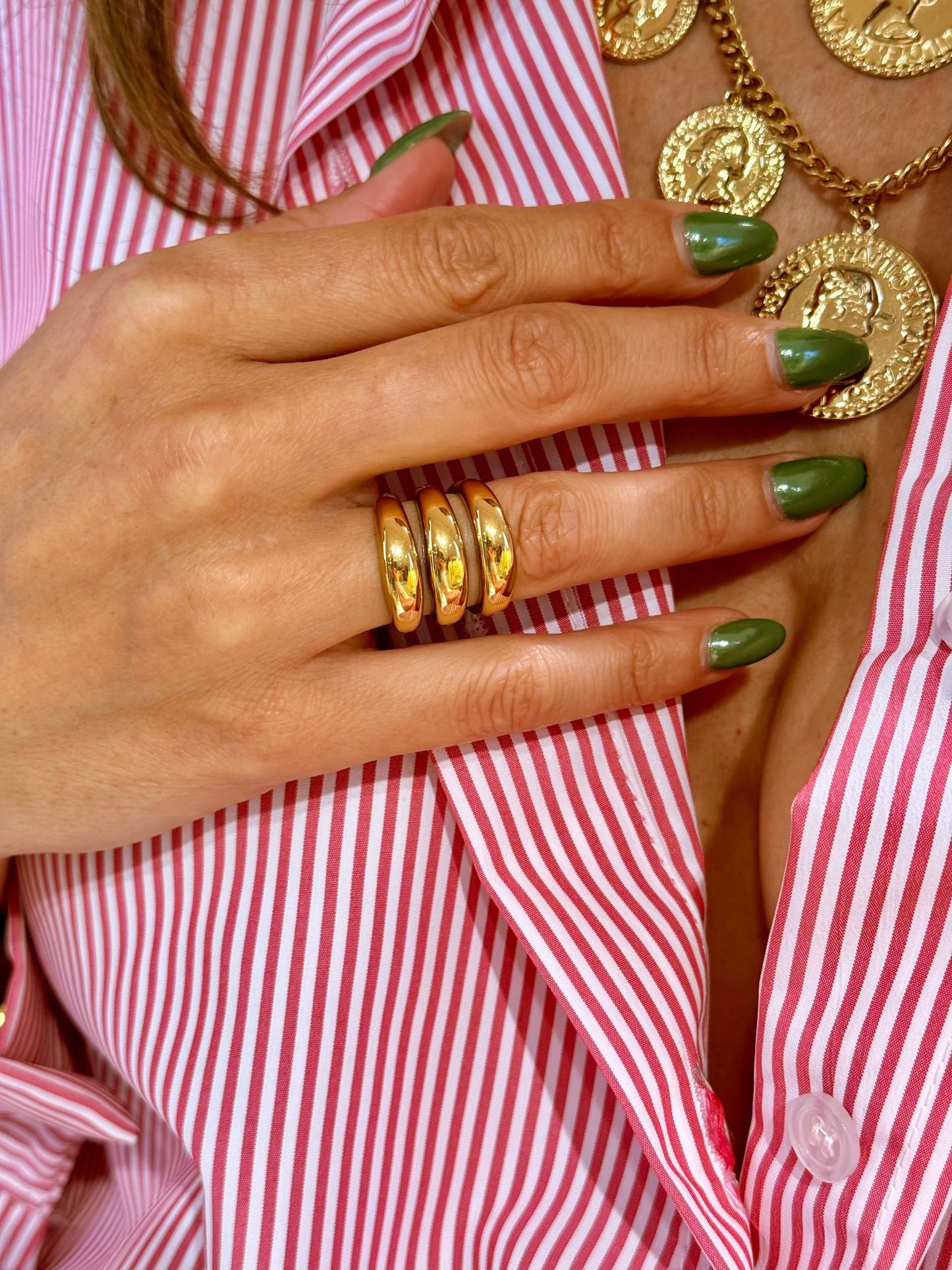 Bague triple rang or