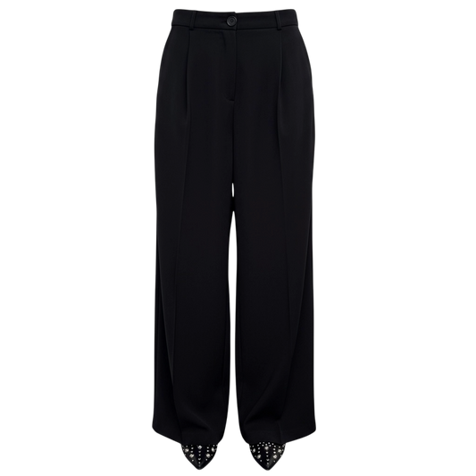 Pantalon tailleur coupe palazzo noir