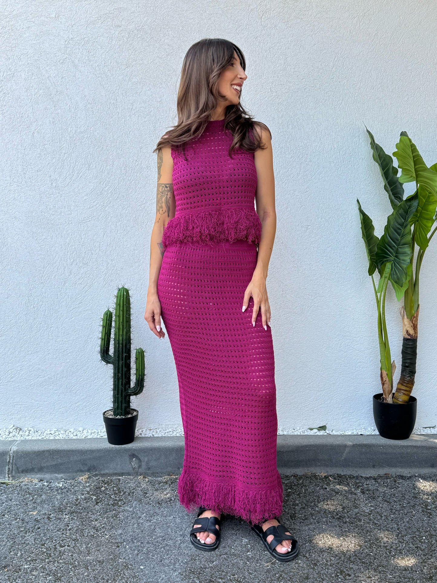 Ensemble Frangé Fuchsia
