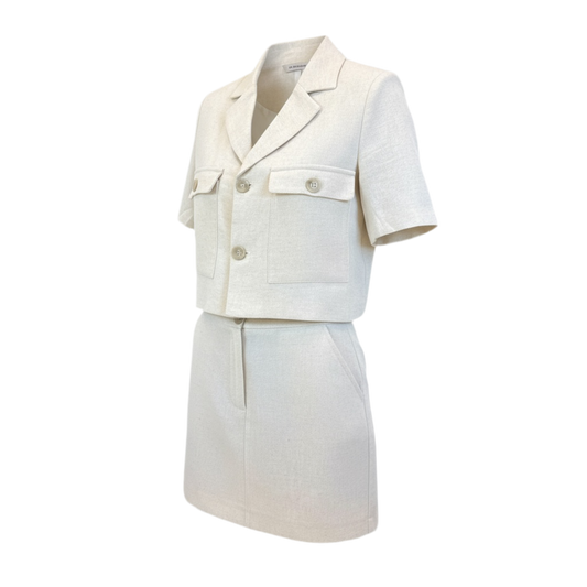 Ensemble veste & jupe texturé beige