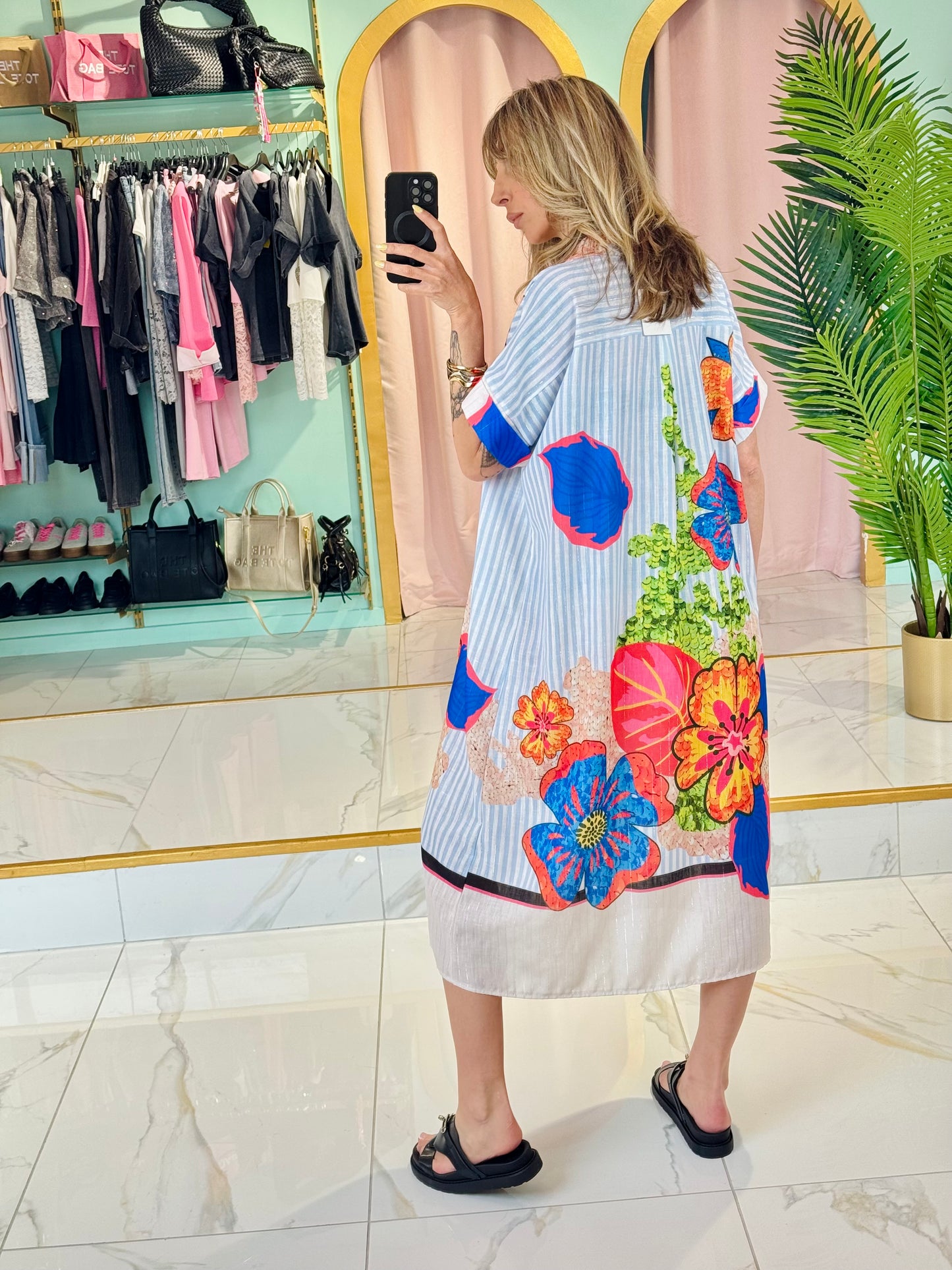 Robe chemise rayée