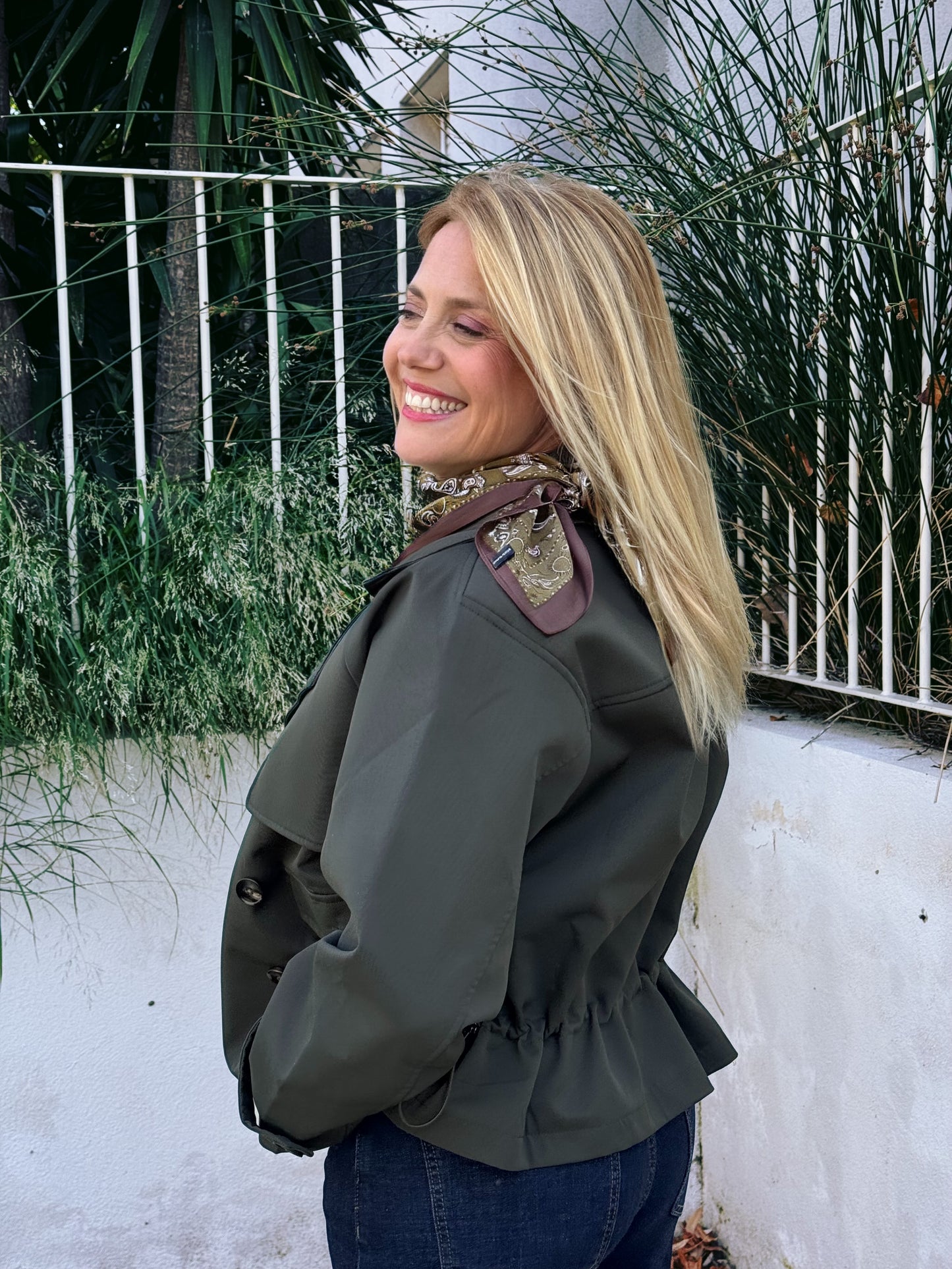 Trench Court Oversize avec Cordon Ajustable kaki