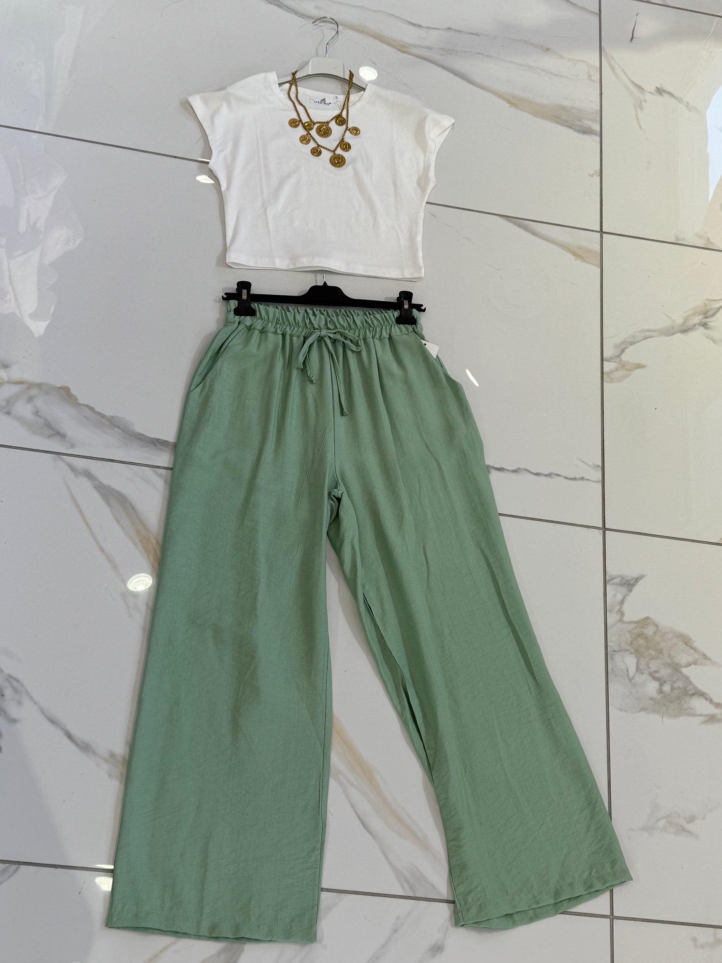 Pantalon fluide italien – lagon
