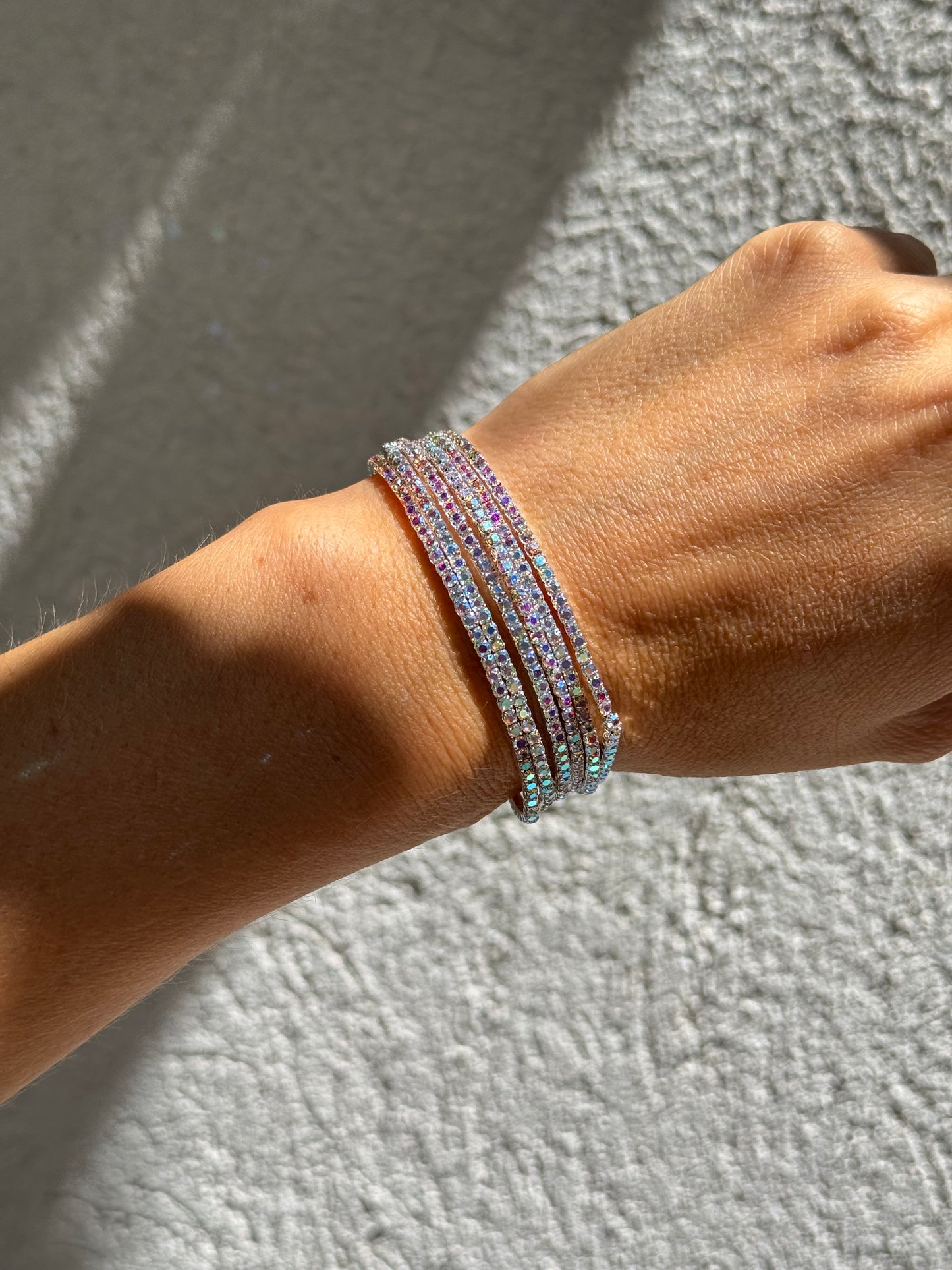 Bracelet strass ultra brillant ( lot de 6) coloris argent sirène