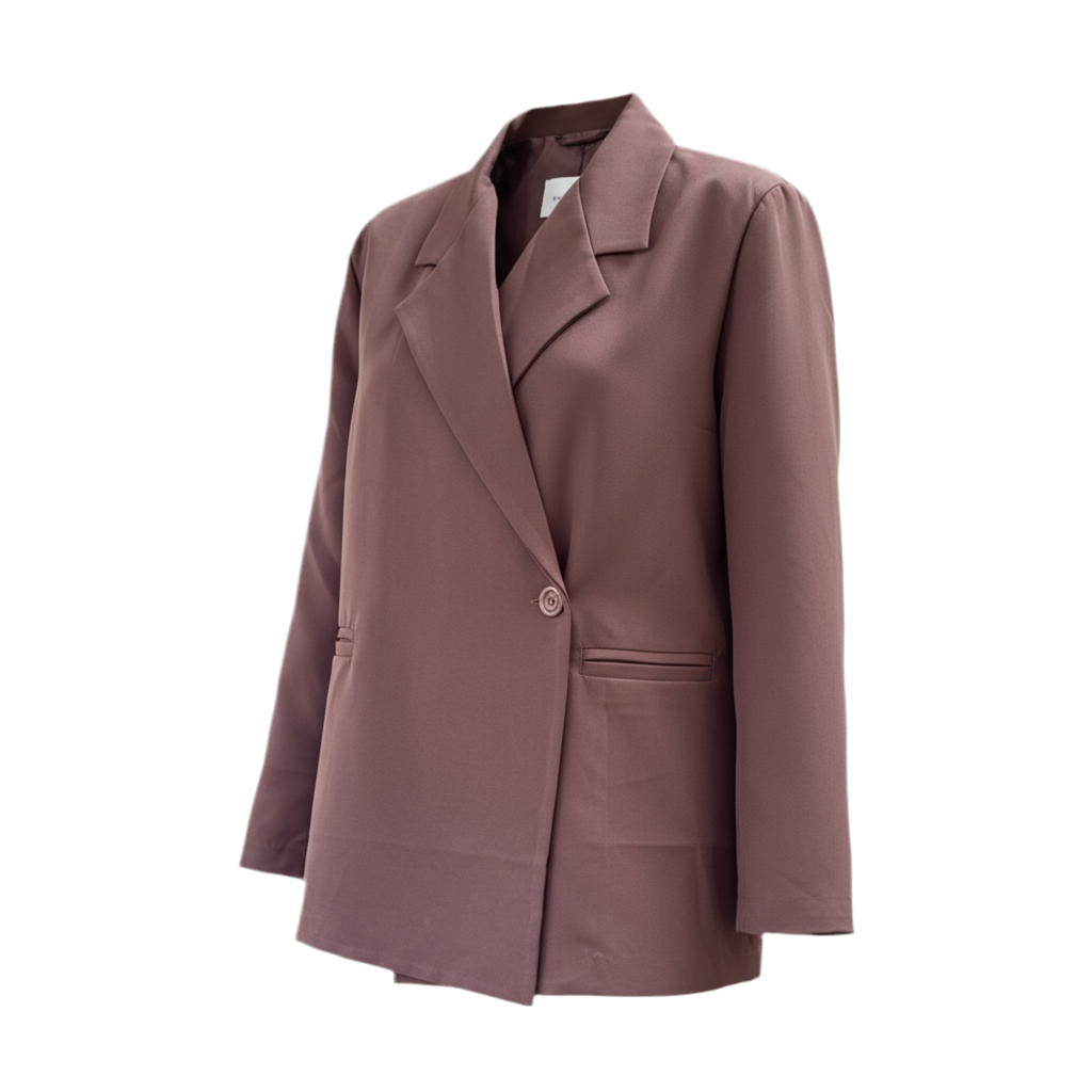 Veste tailleur oversize – Fermeture croisée – Marron