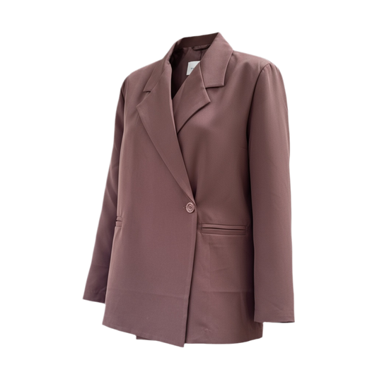 Veste tailleur oversize – Fermeture croisée – Marron
