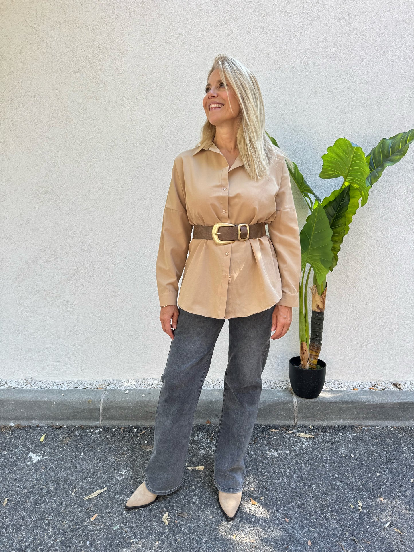 Chemise en coton beige