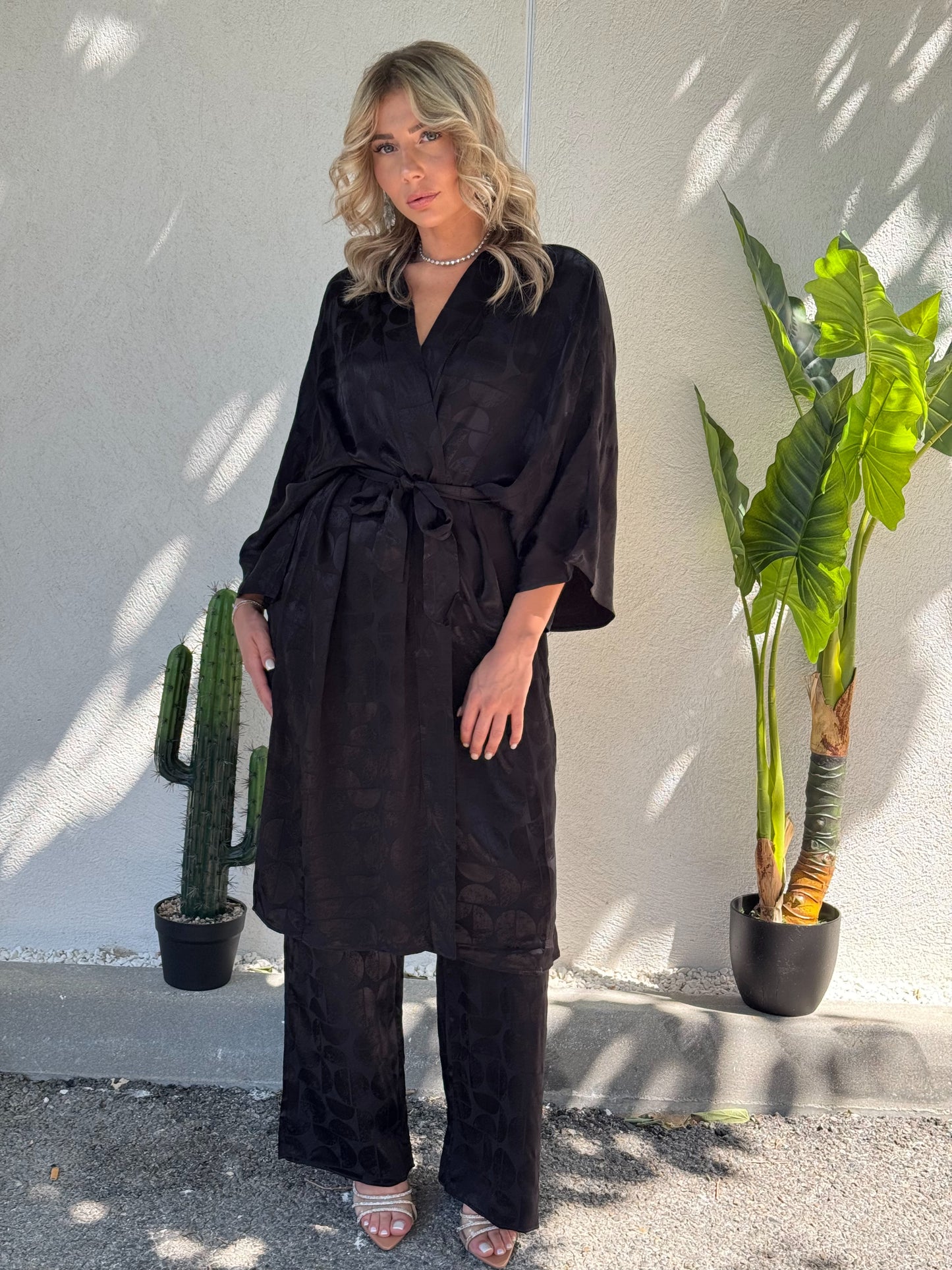 Ensemble kimono satiné noir