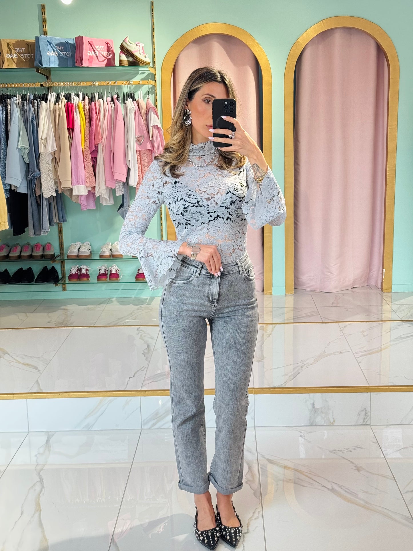 Jean straight gris chiné - stretch & confort