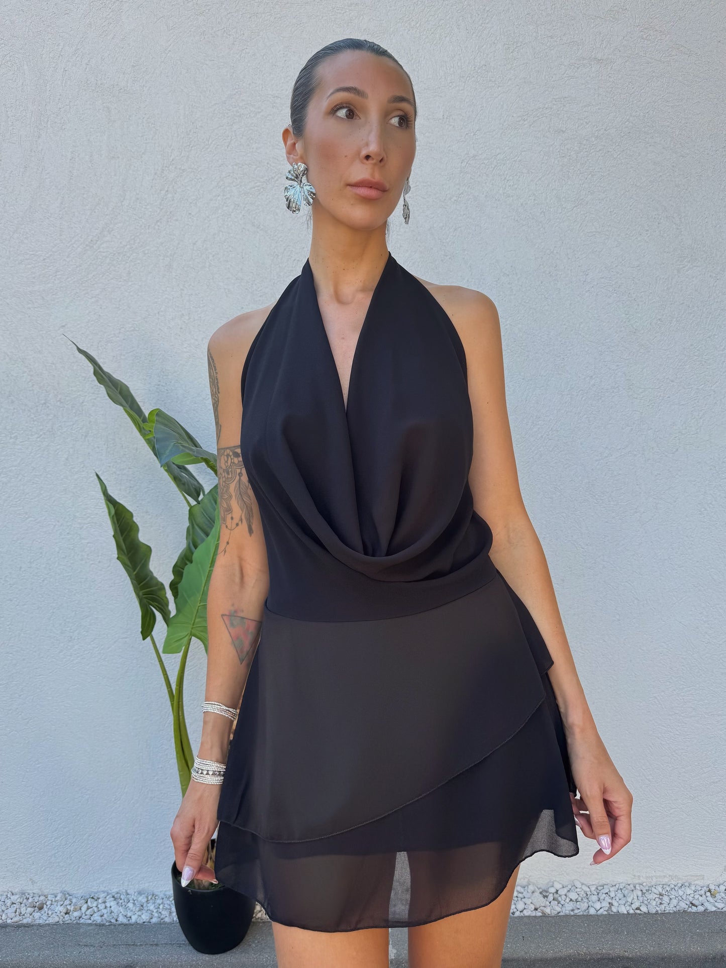 Robe Fluide Col Bénitier –noire