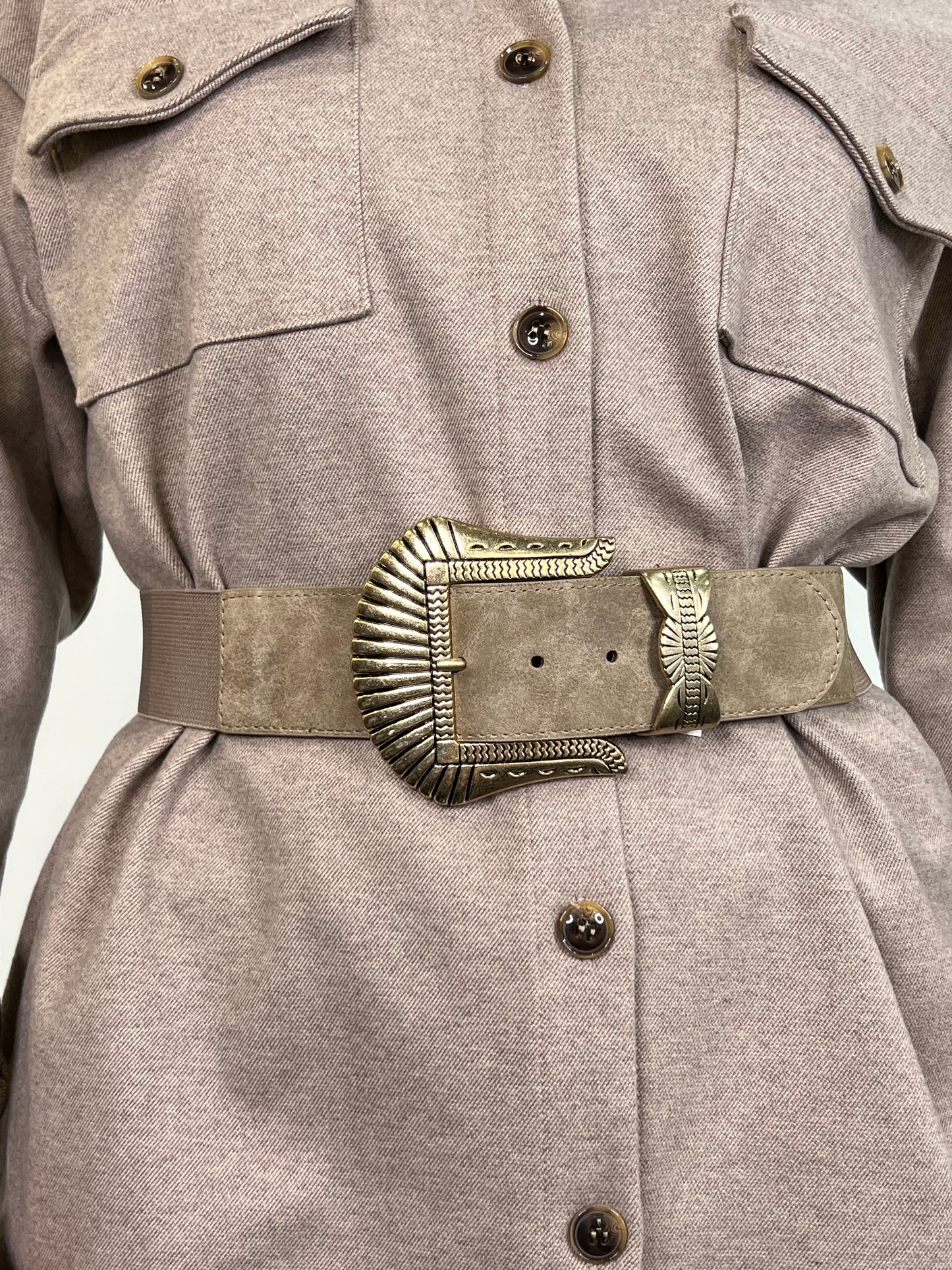 Ceinture élastique à grosse boucle taupe