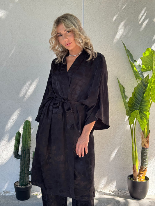 Ensemble kimono satiné noir
