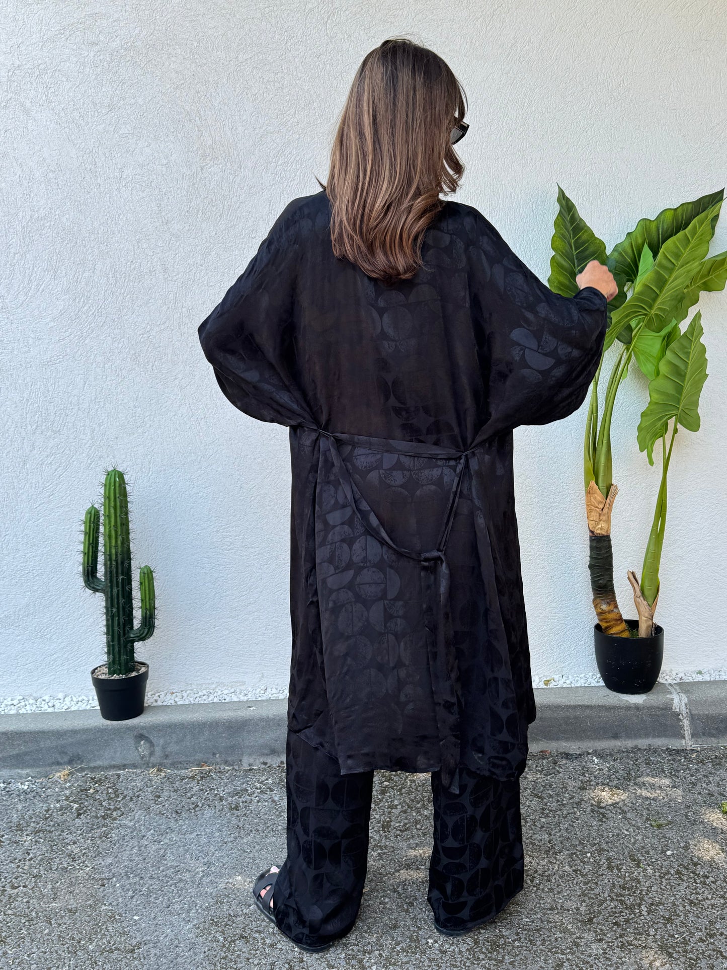 Ensemble kimono satiné noir