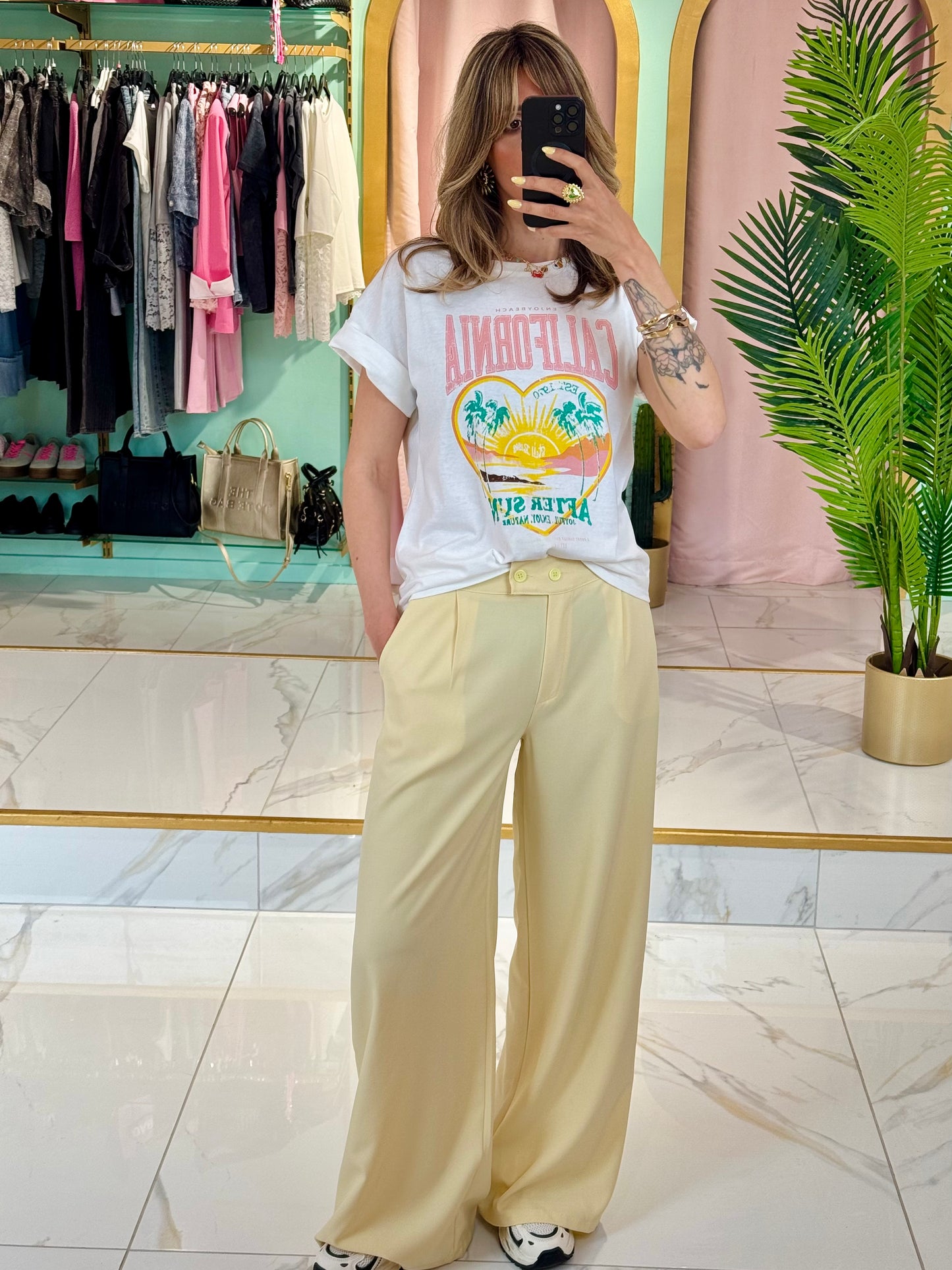 T-shirt col rond California - Blanc