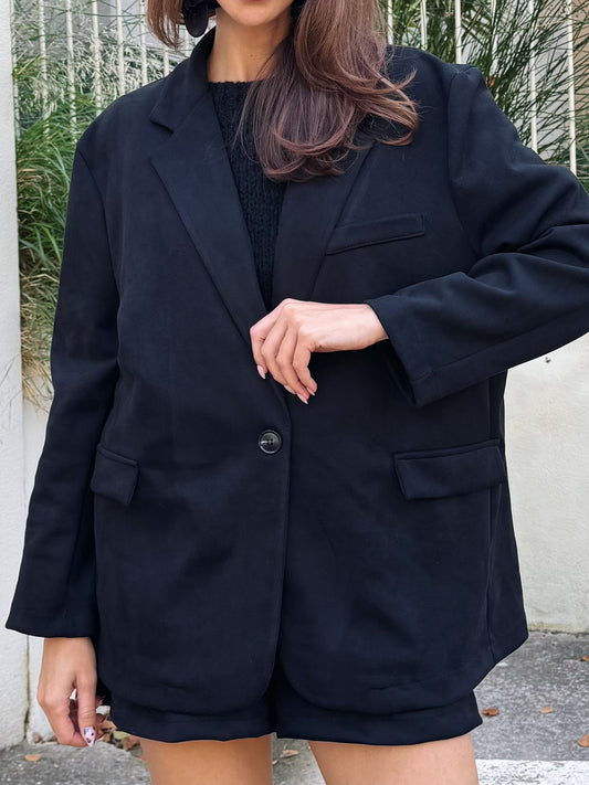 Veste tailleur façon nubuck noir