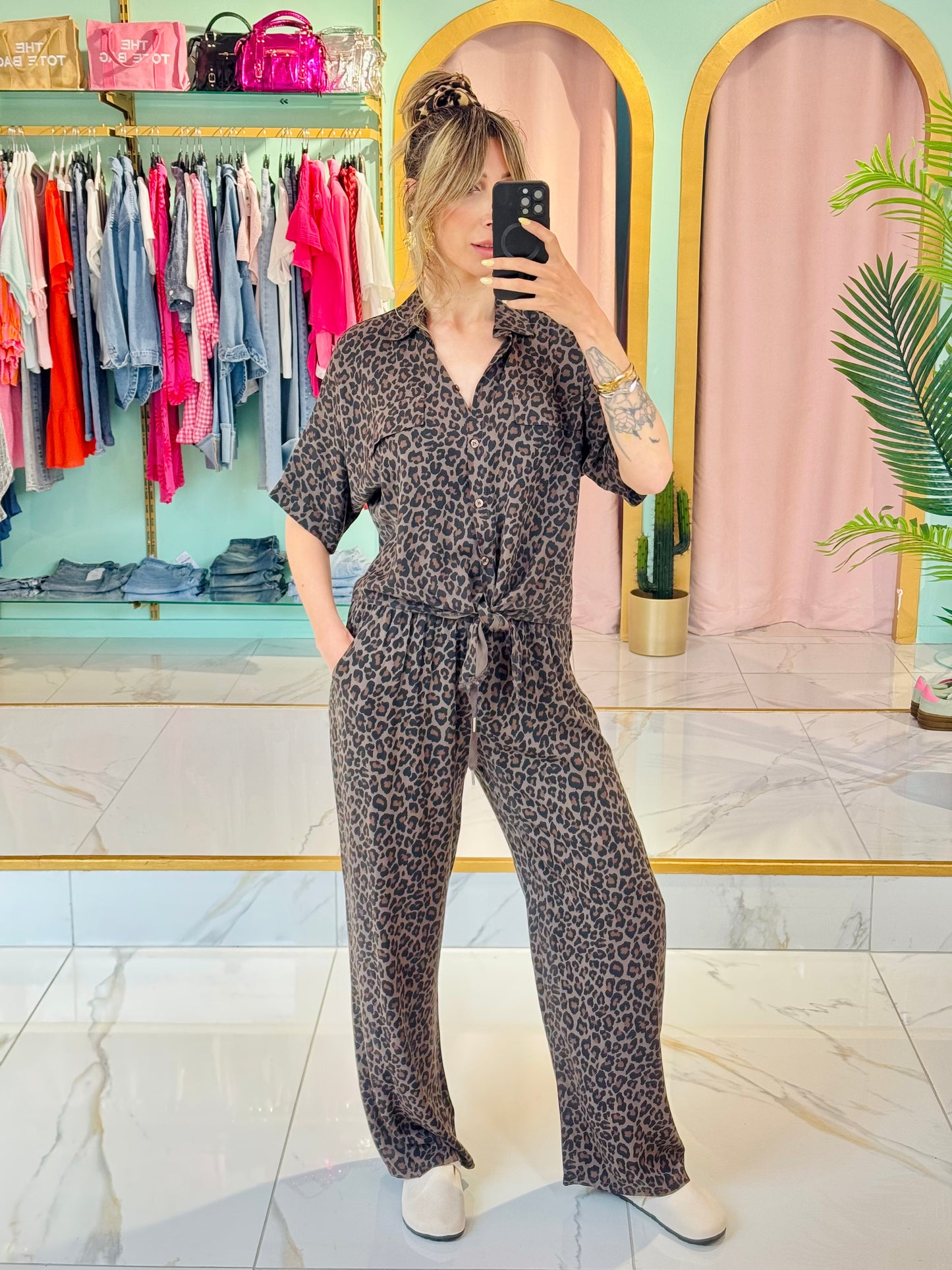 Pantalon ample léopard