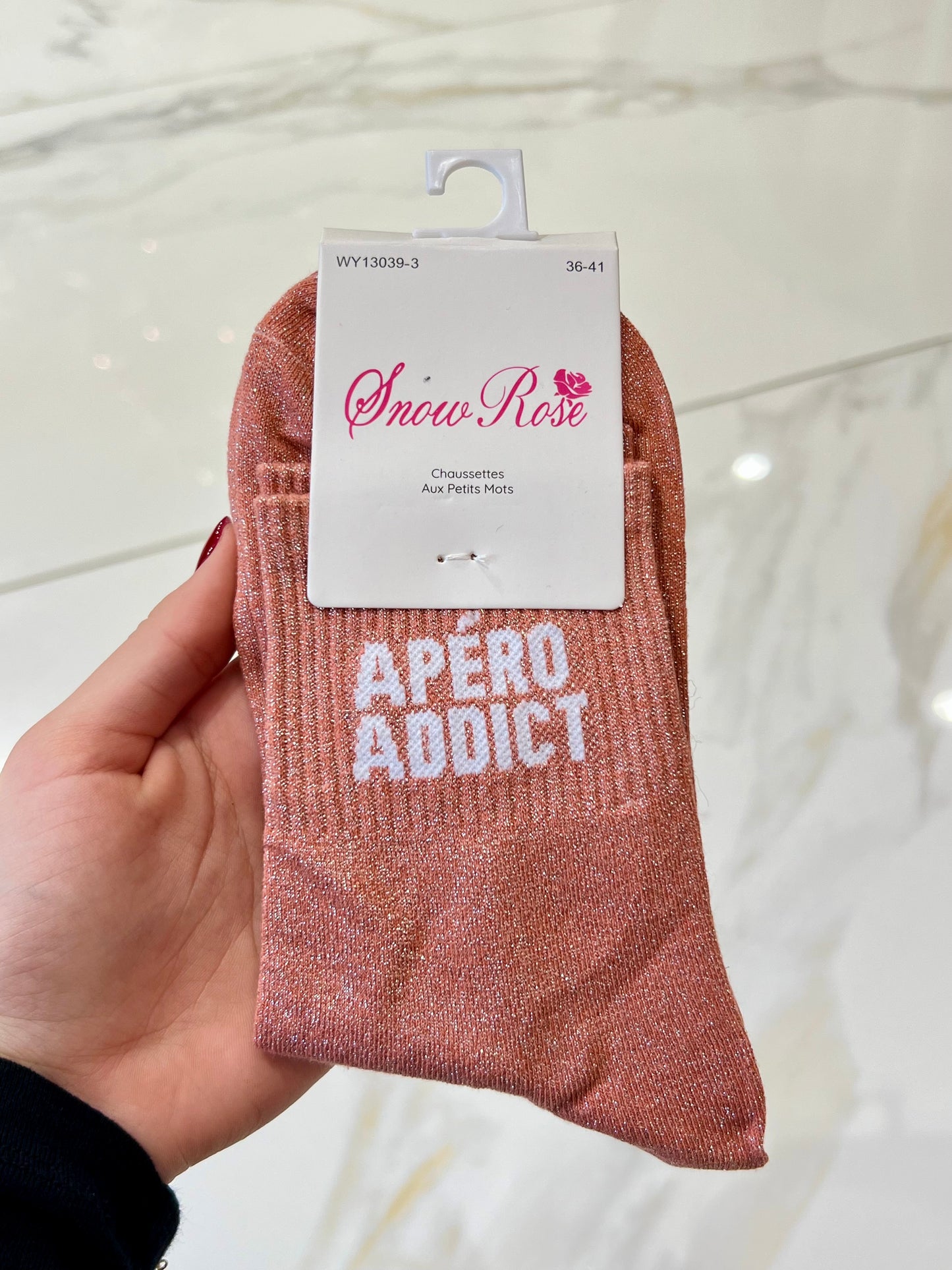 Chaussettes pailletées - message apéro addict
