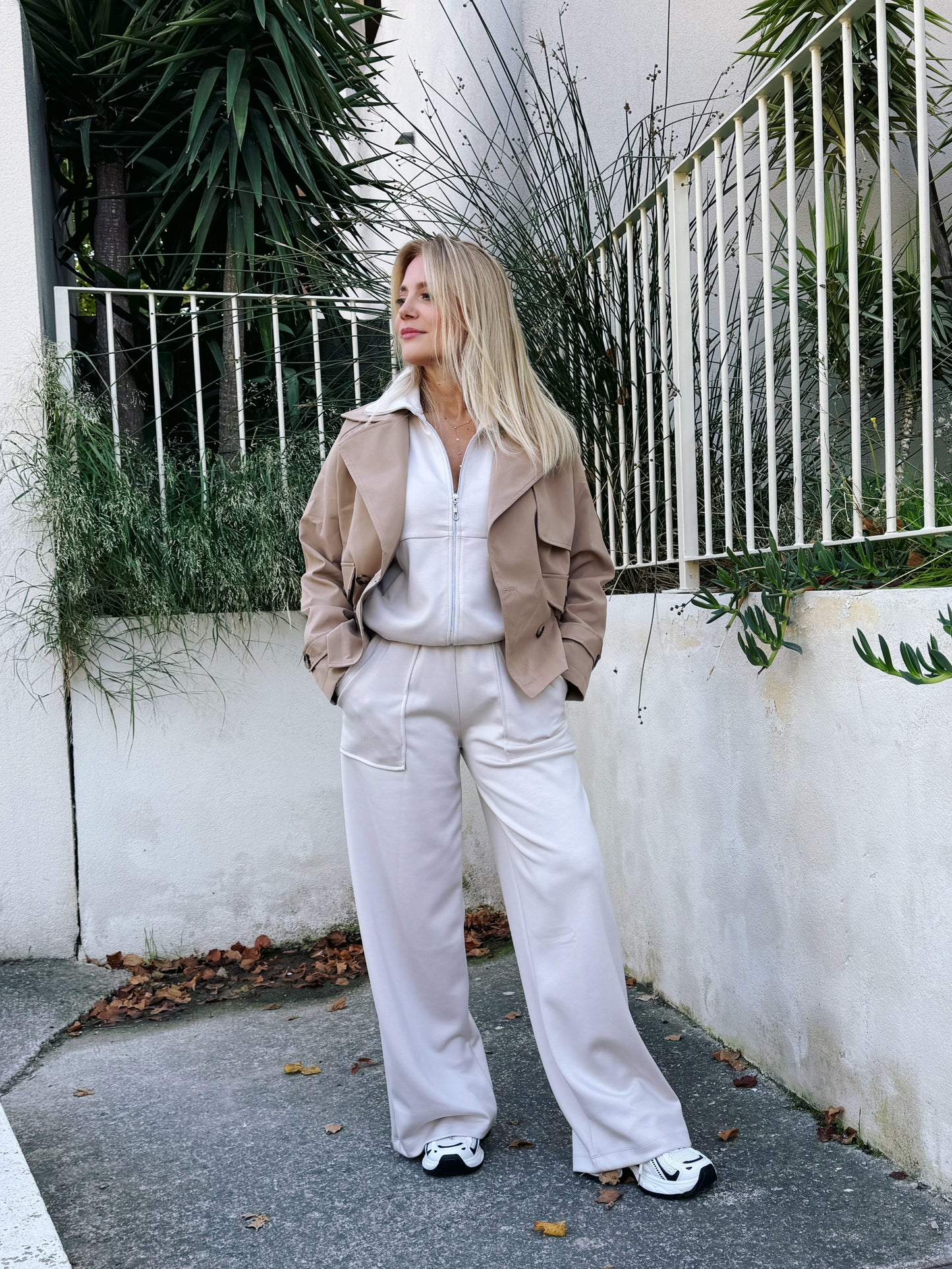 Trench Court Oversize avec Cordon Ajustable beige foncé