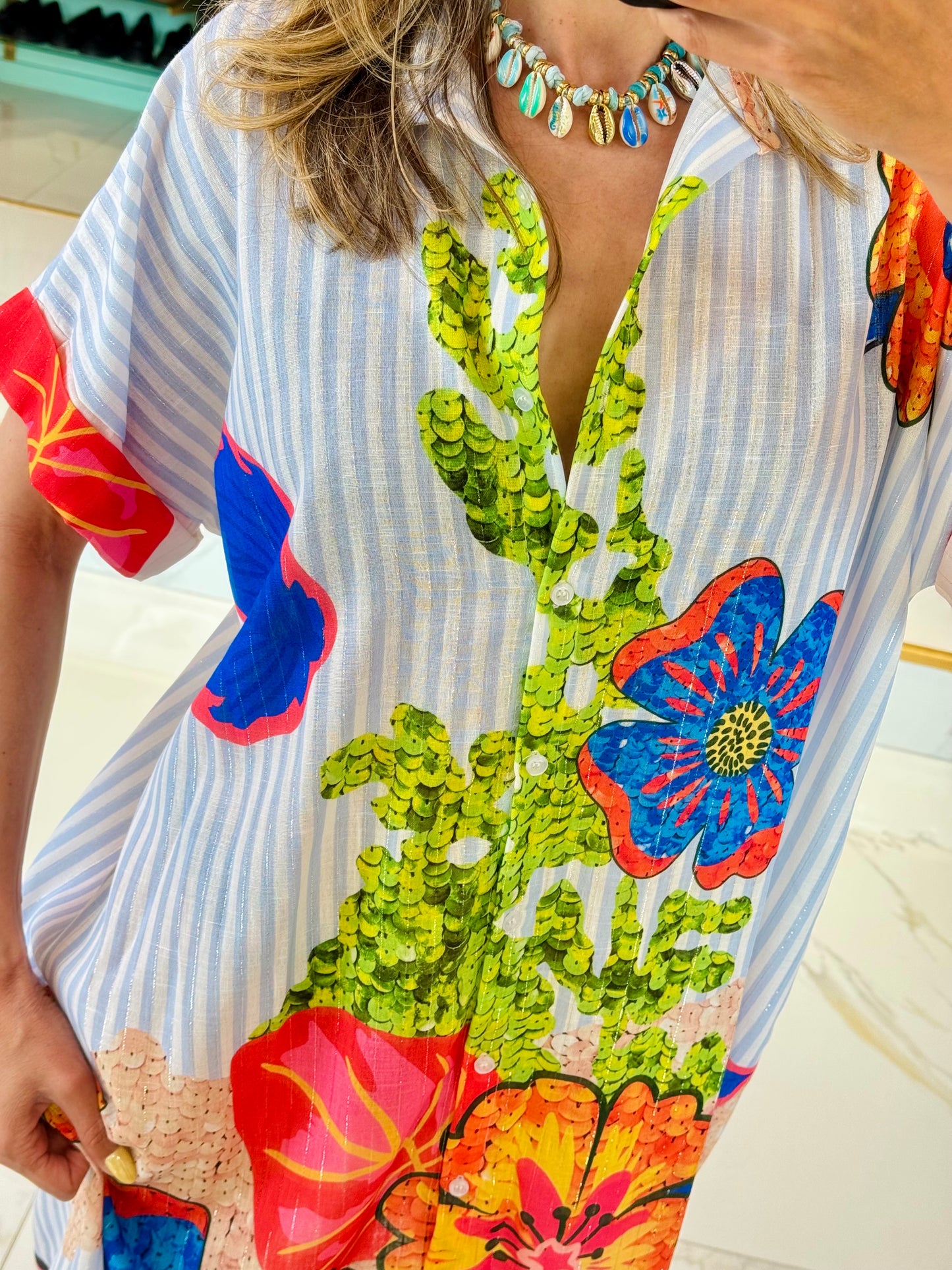 Robe chemise rayée