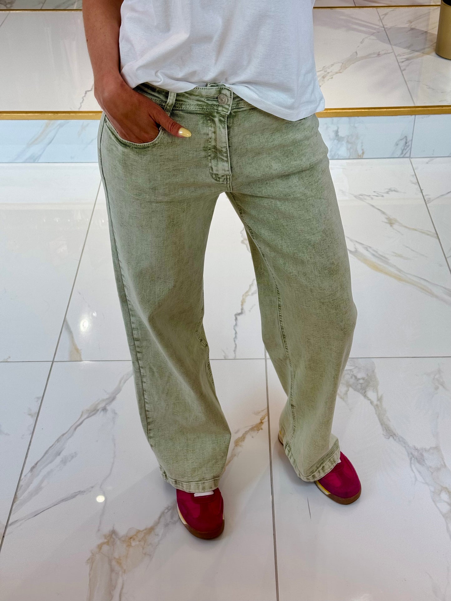 Jean wide leg kaki chiné