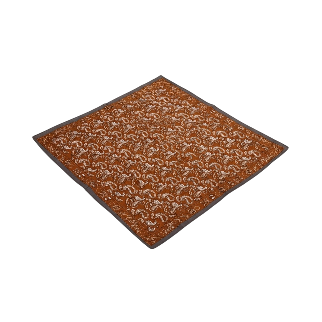 Foulard carré satin Camel & chocolat