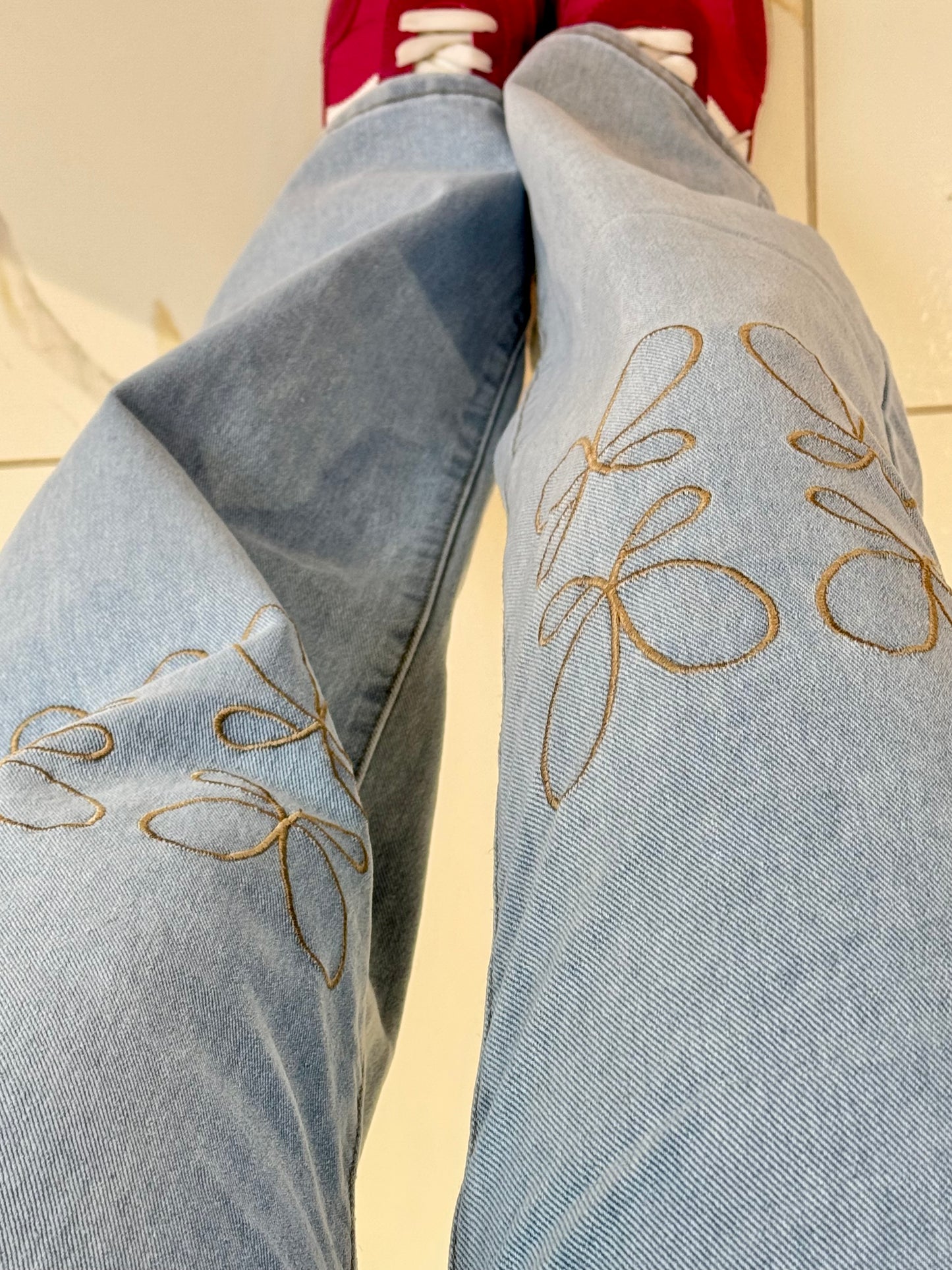Jean brodé wide leg