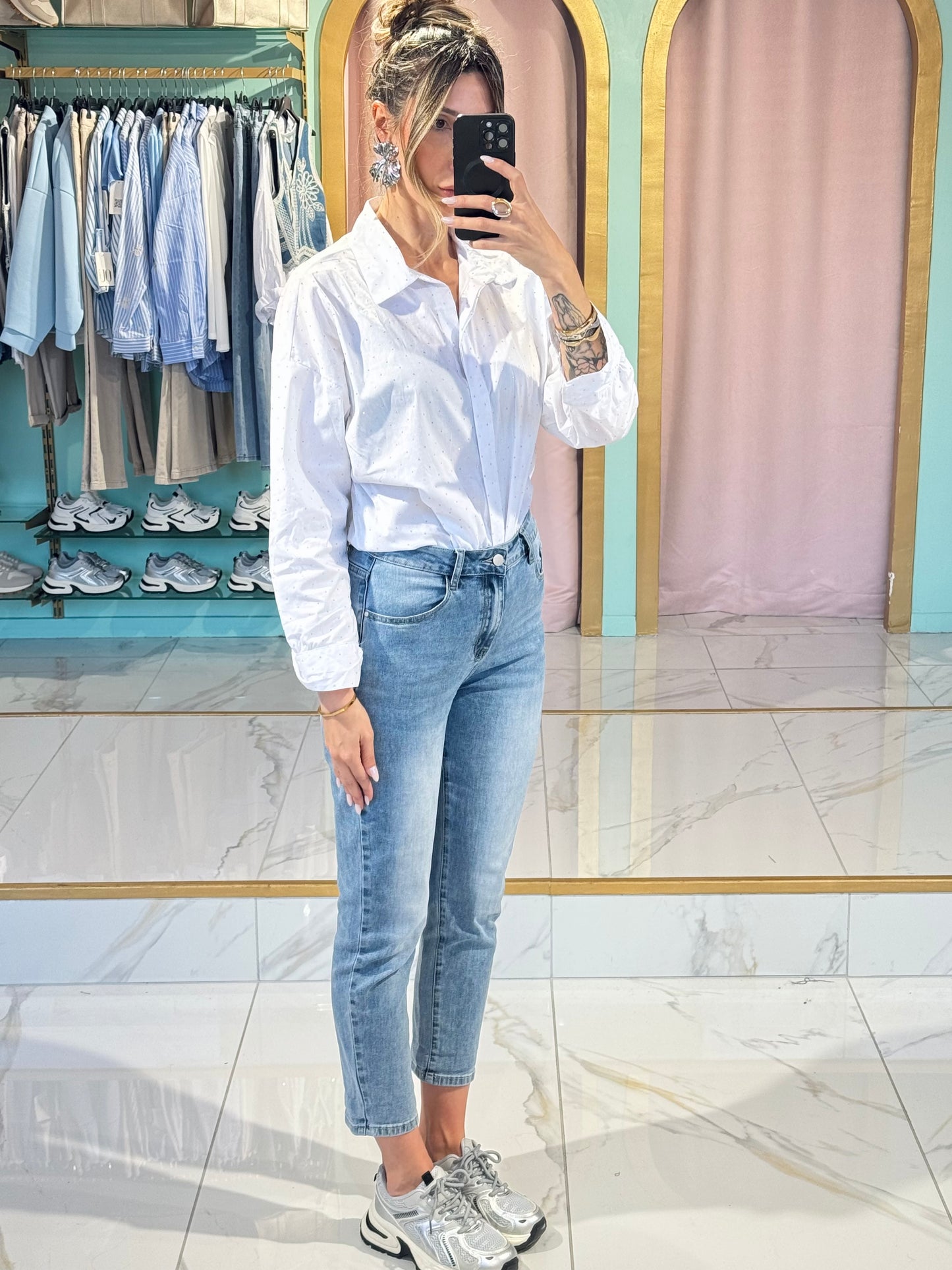 Jean Mom fit bleu clair