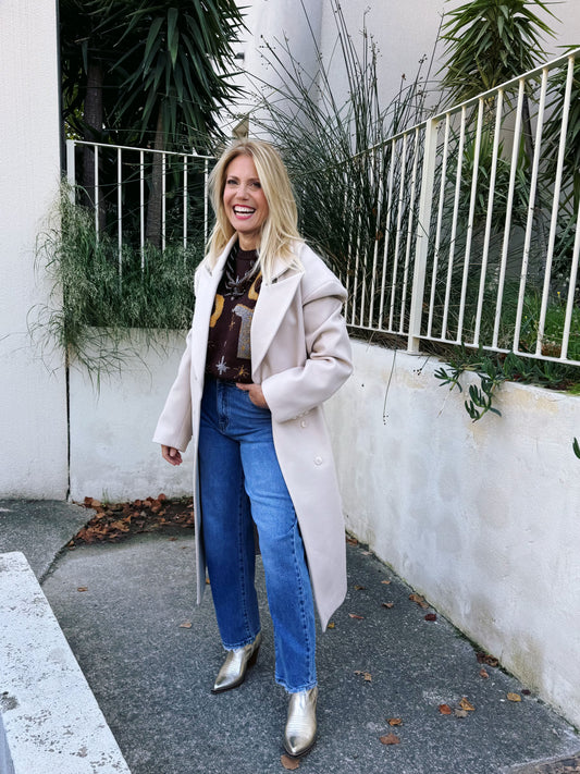 Manteau long structuré dupe beige