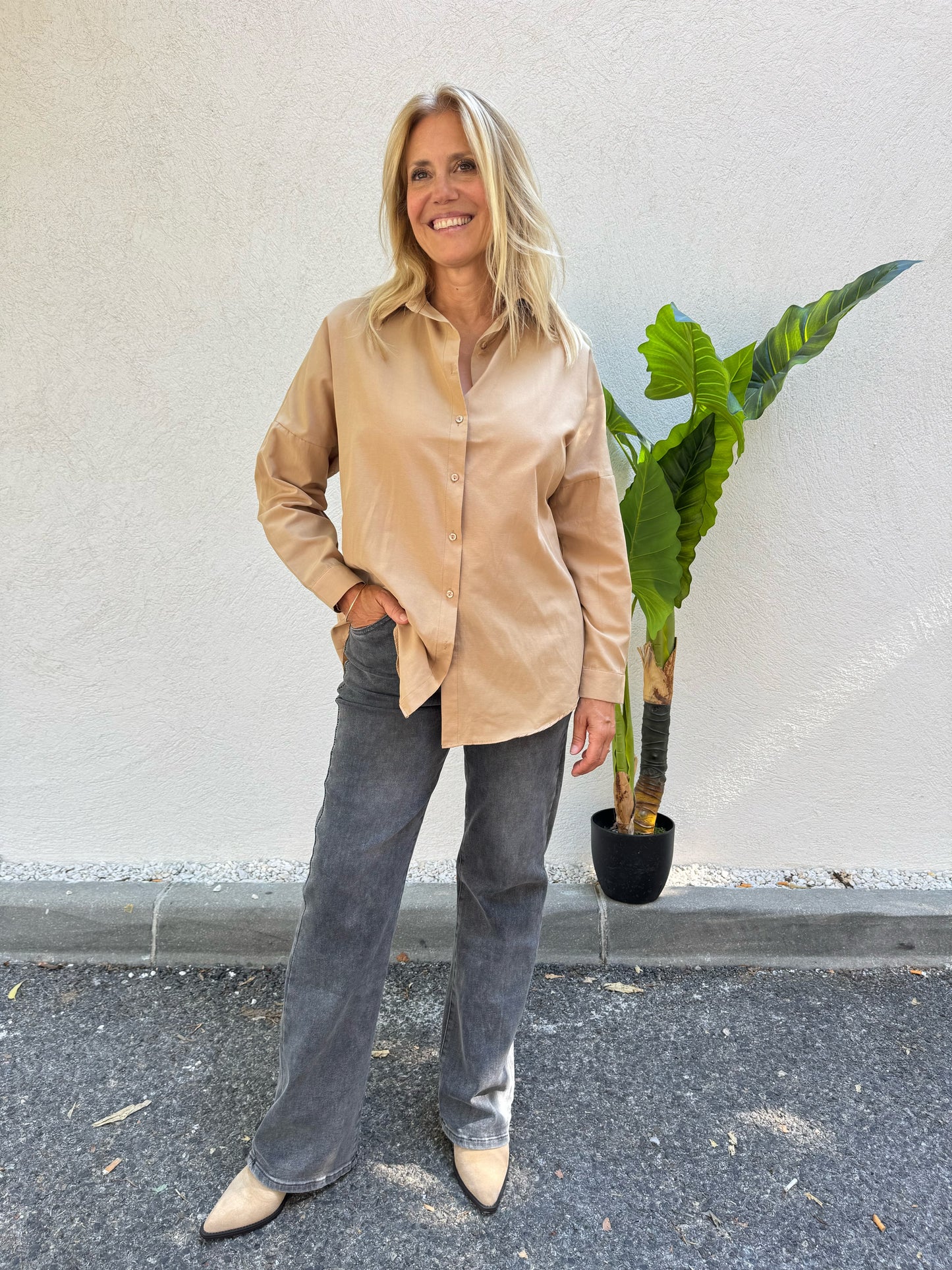 Chemise en coton beige