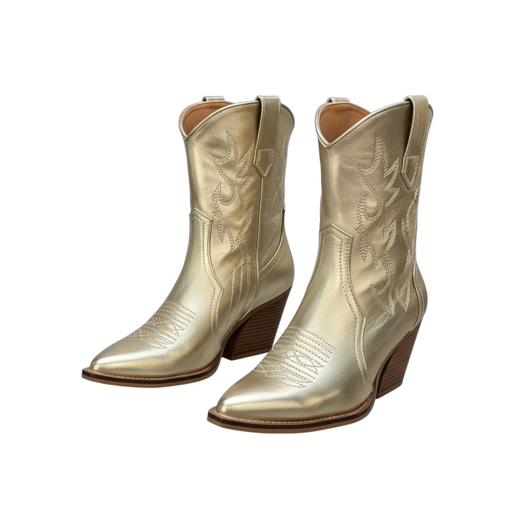 Bottines santiags dorées