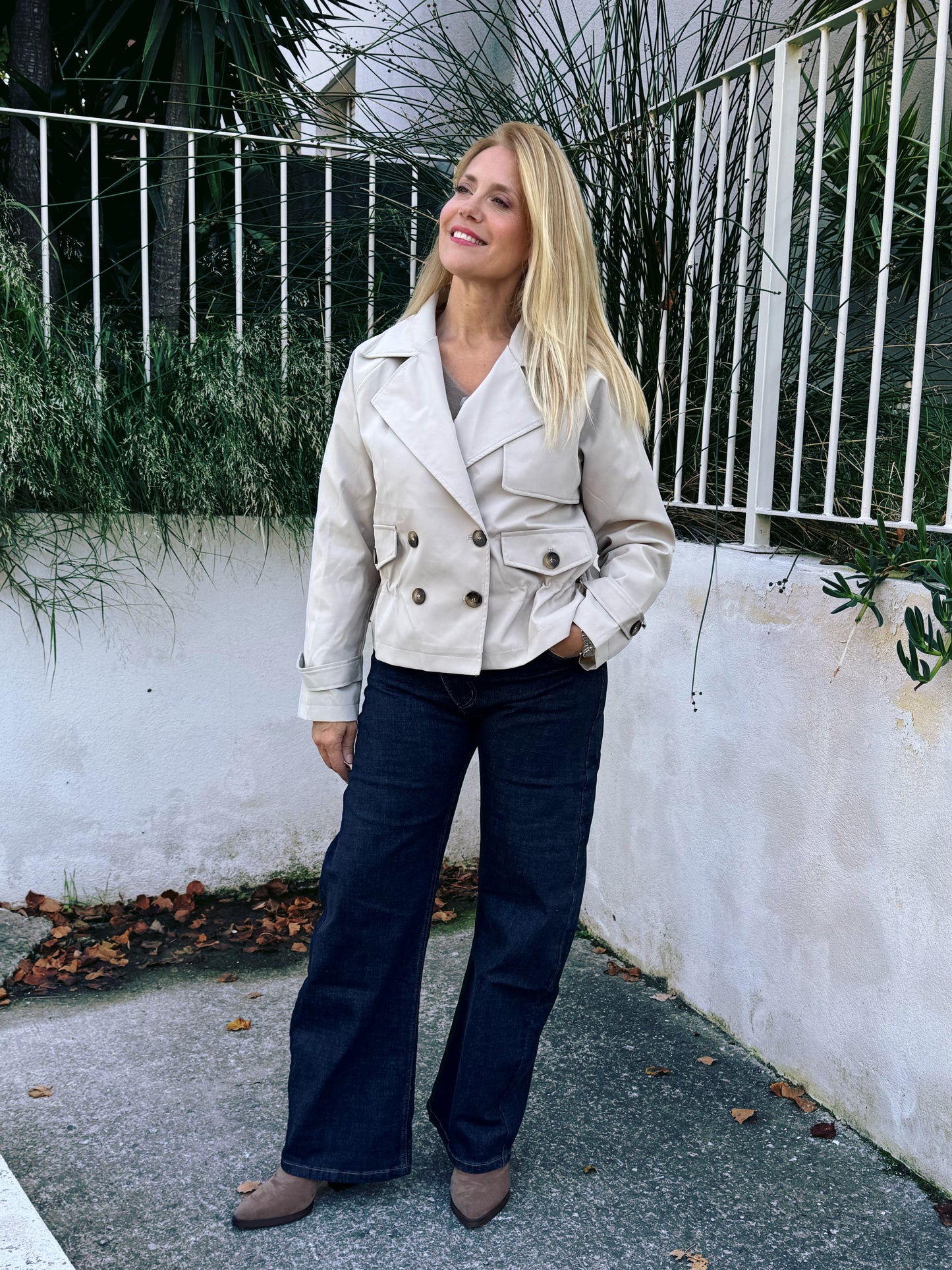 Trench Court Oversize avec Cordon Ajustable beige