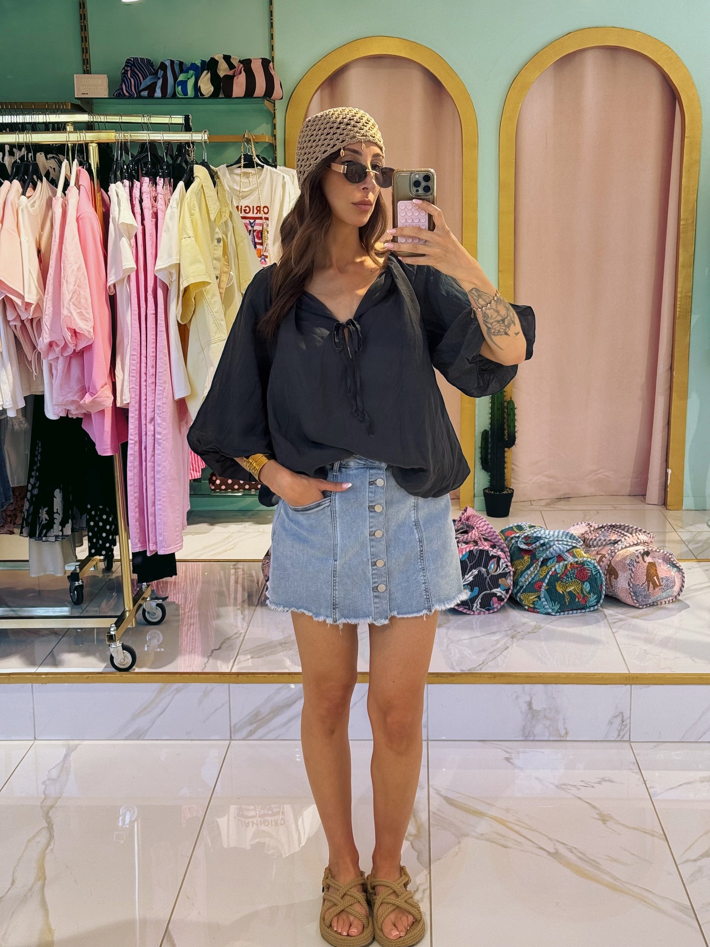 Blouse bouffante aérienne - bleu marine ( presque noir )