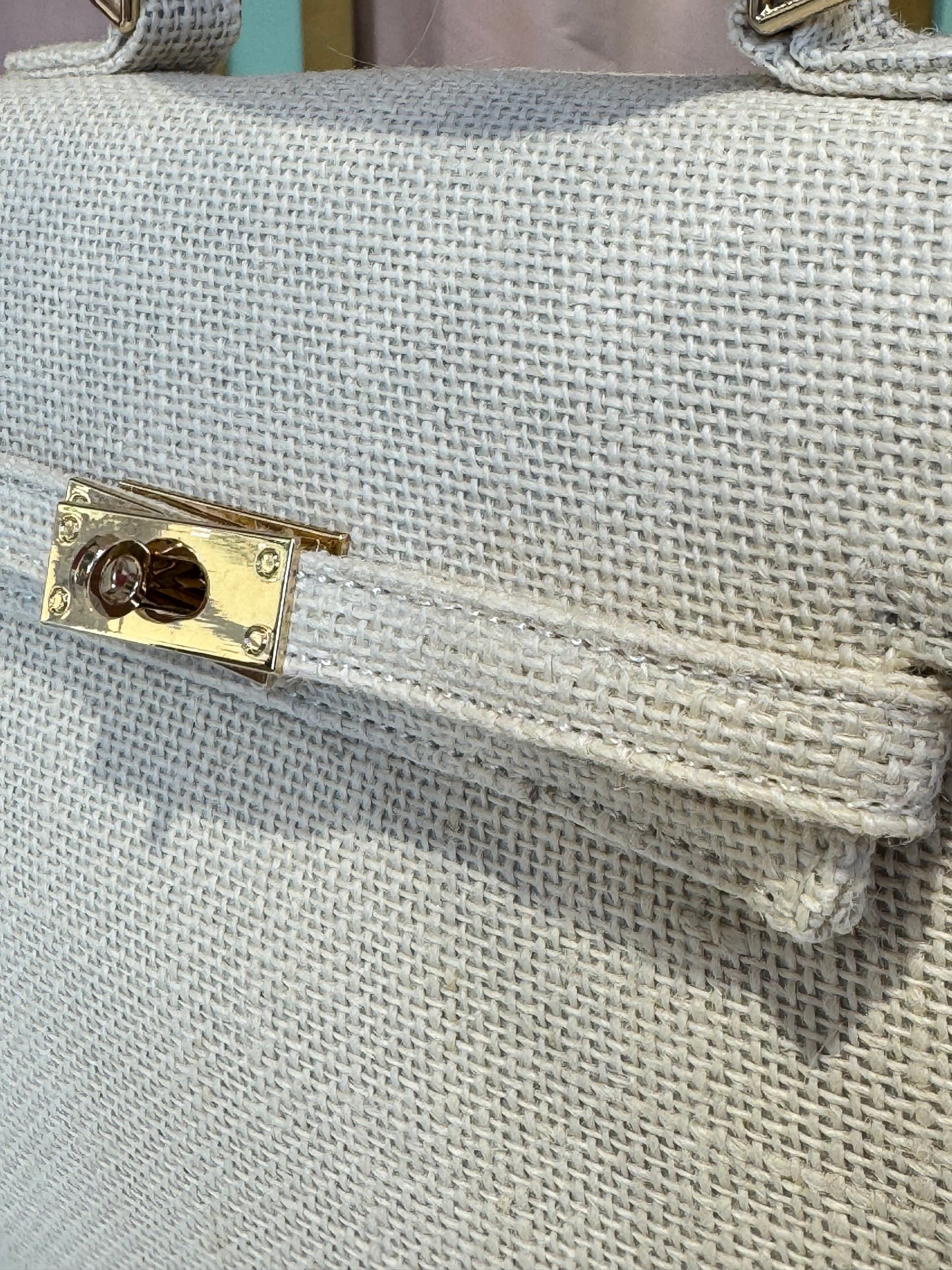 Sac Dupe texturé toile de jute grand format - crème
