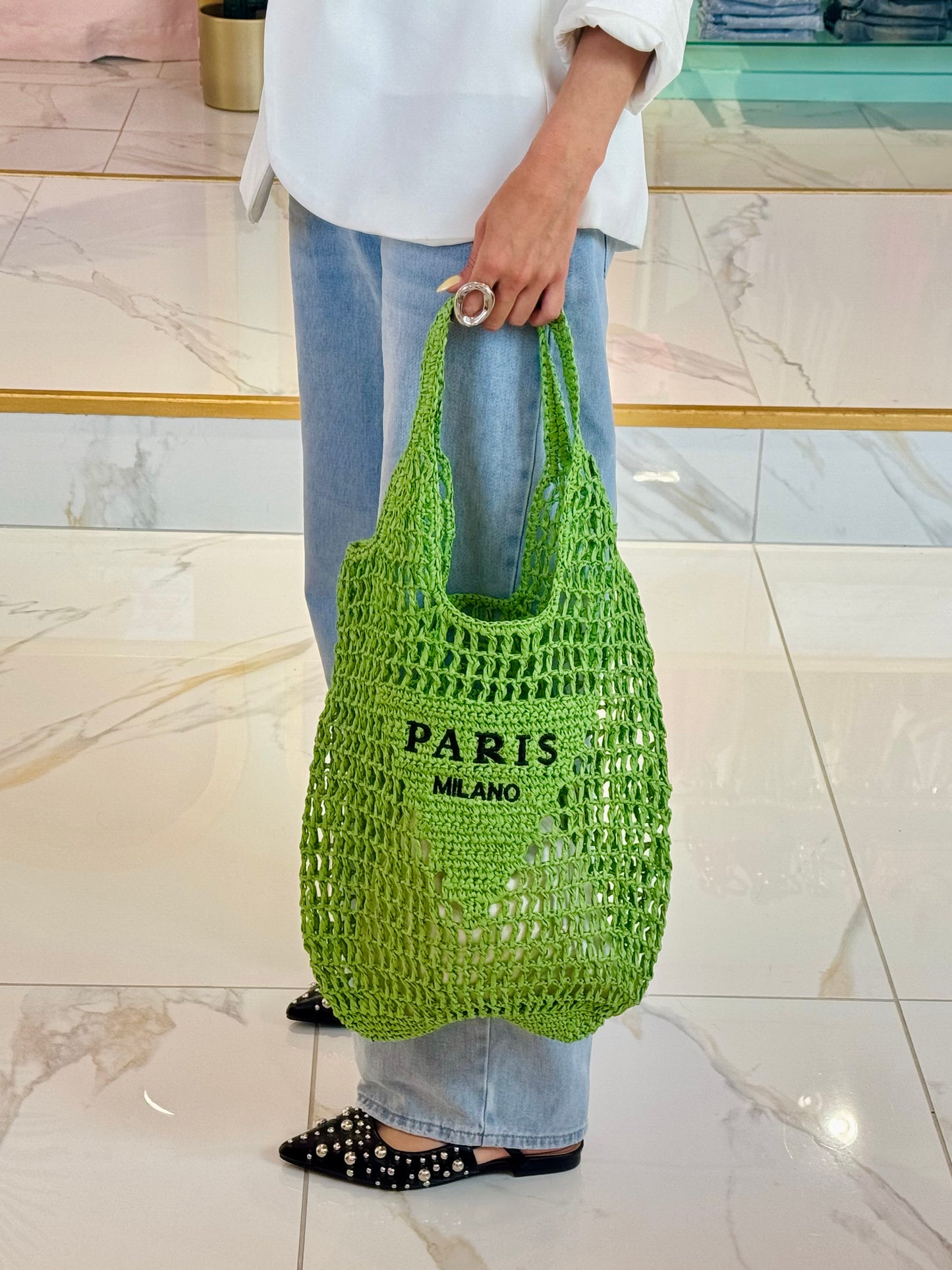 Sac d’été façon jute – Paris Milano vert